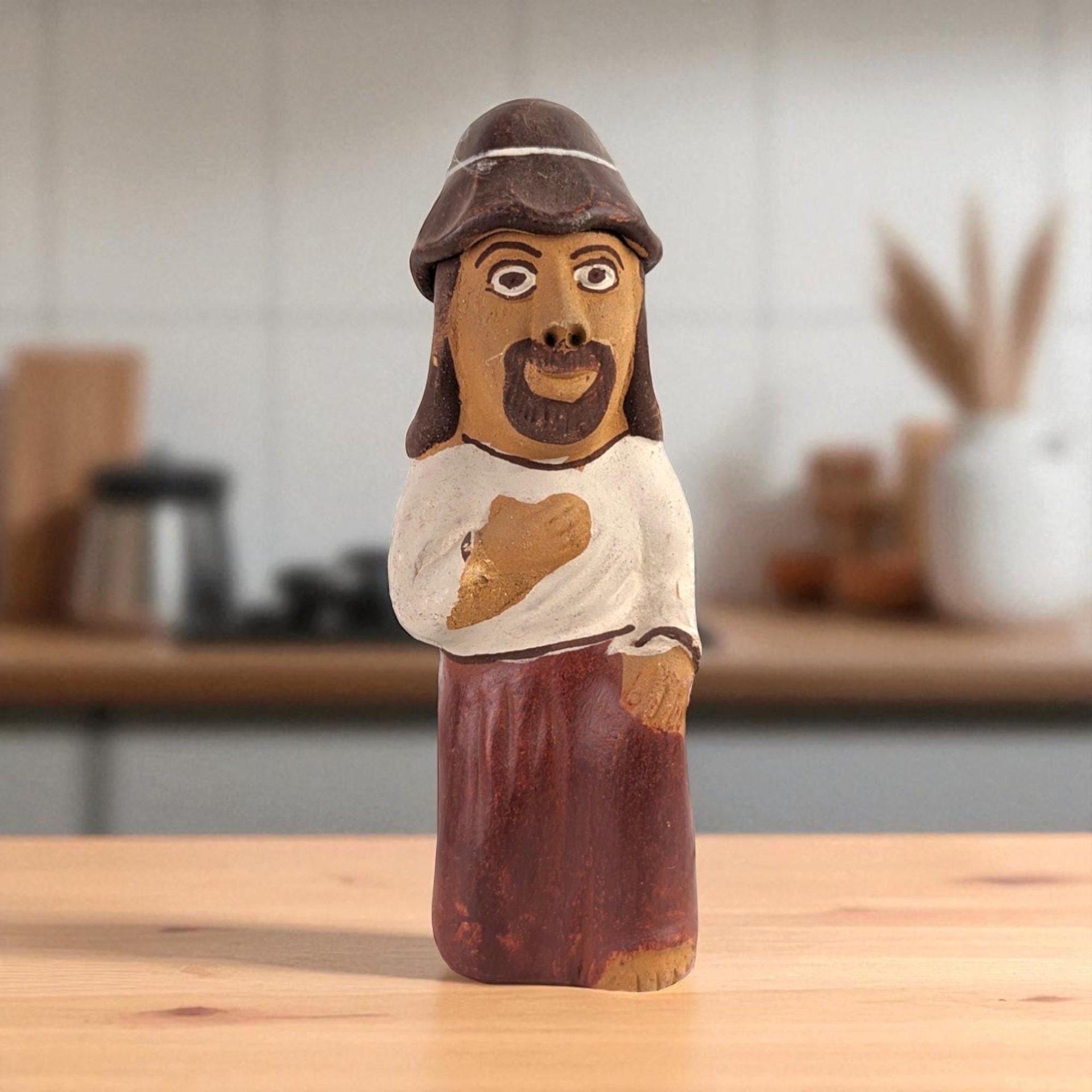 Vintage Hand Painted Clay Man Musical Whistle