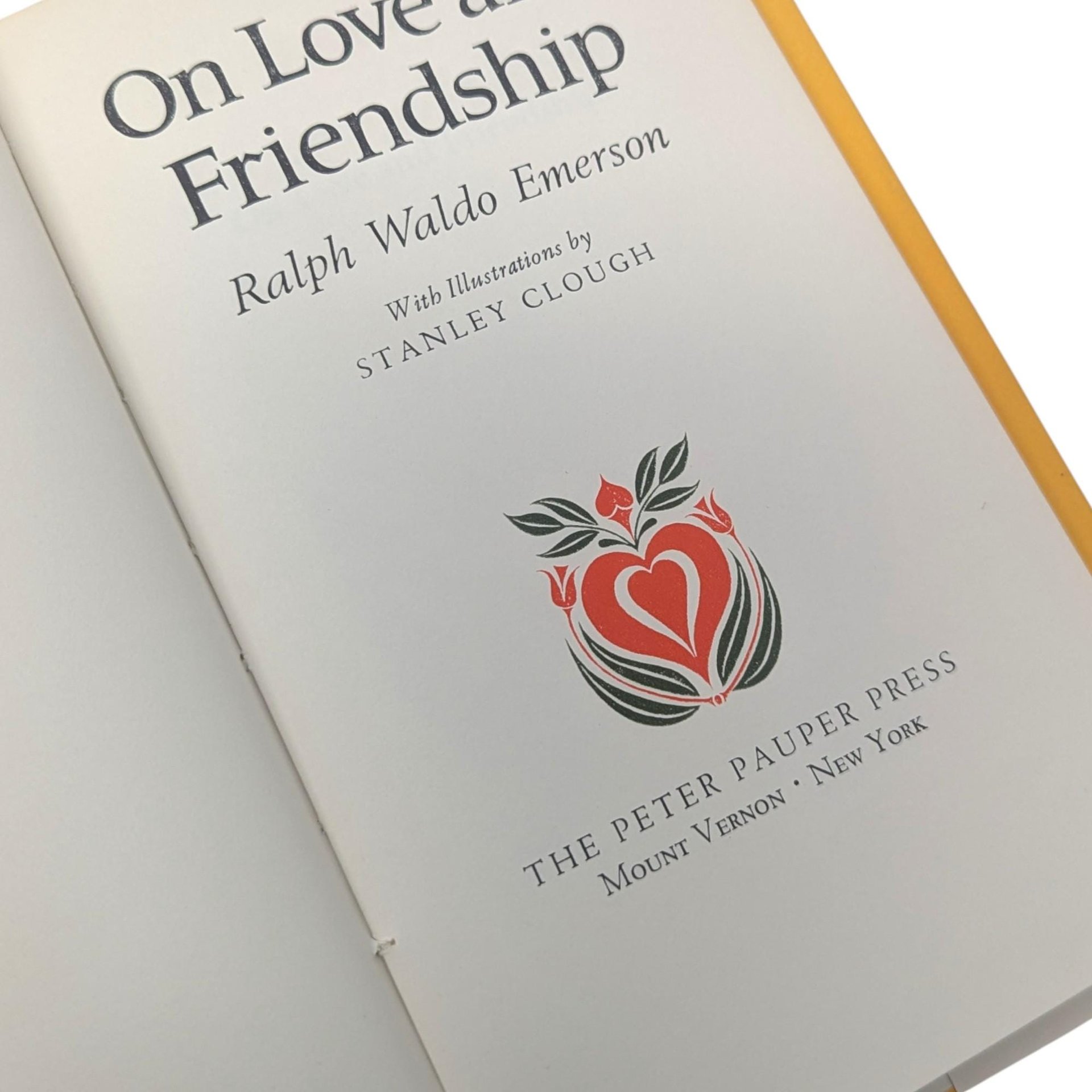 Vintage On Love and Friendship Hardcover Book: Ralph Waldo Emerson Mid-Century Literature