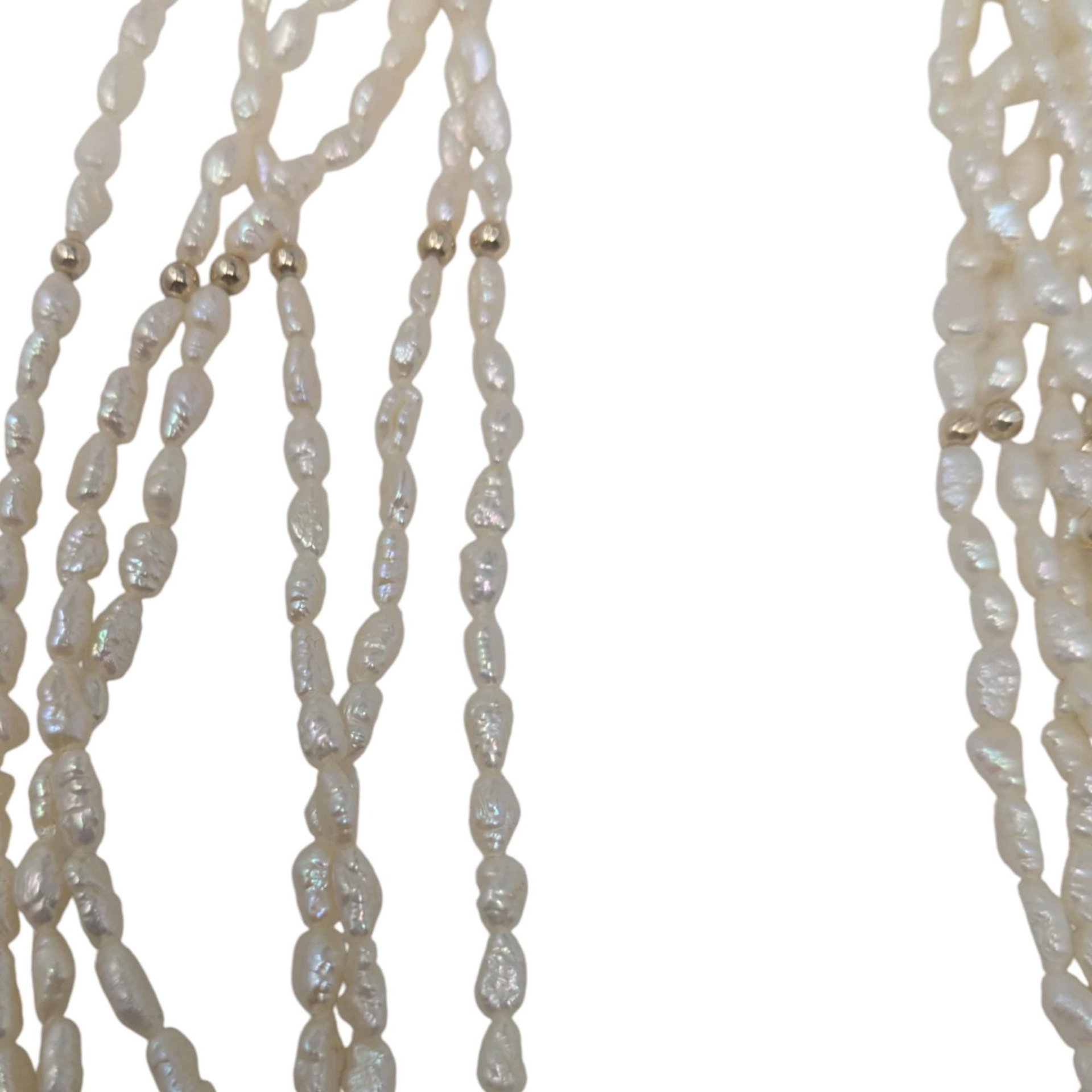 Vintage White Bead Multi-Strand Necklace: Elegant Bridal Choker with Faux Pearl Clasp