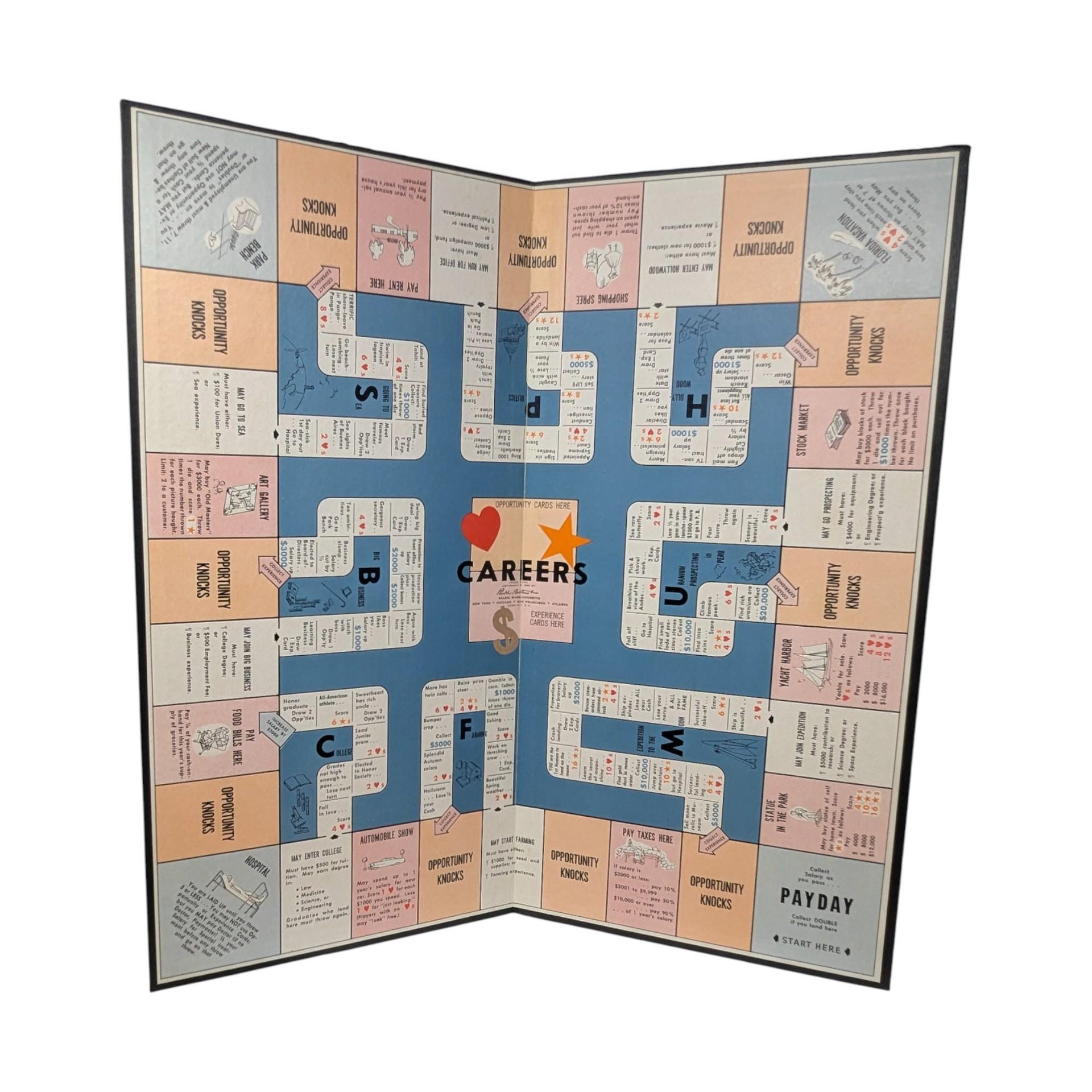 Vintage 1956 The Game of Careers Board Game: Parker Brothers Mid-Century Edition