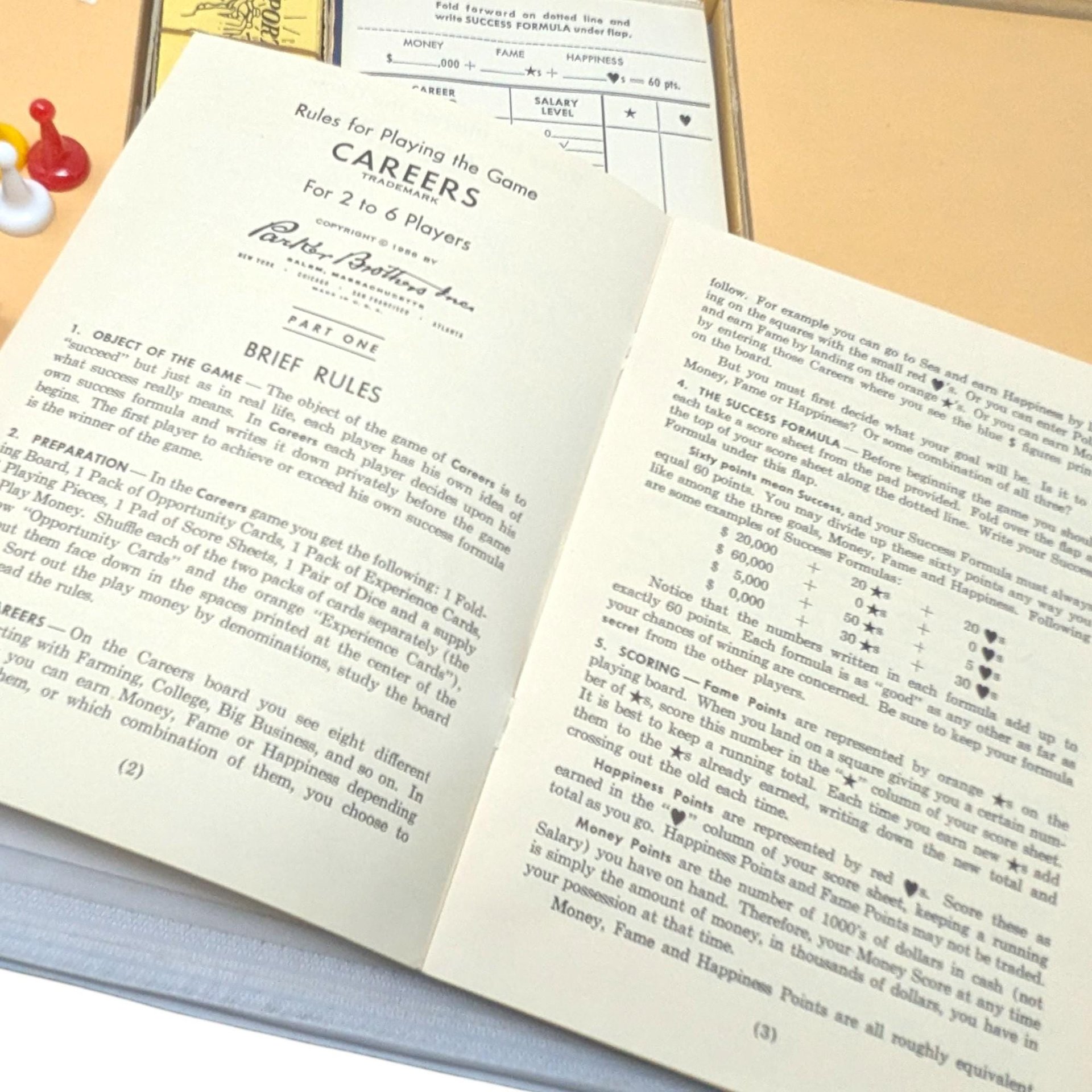 Vintage 1956 The Game of Careers Board Game: Parker Brothers Mid-Century Edition