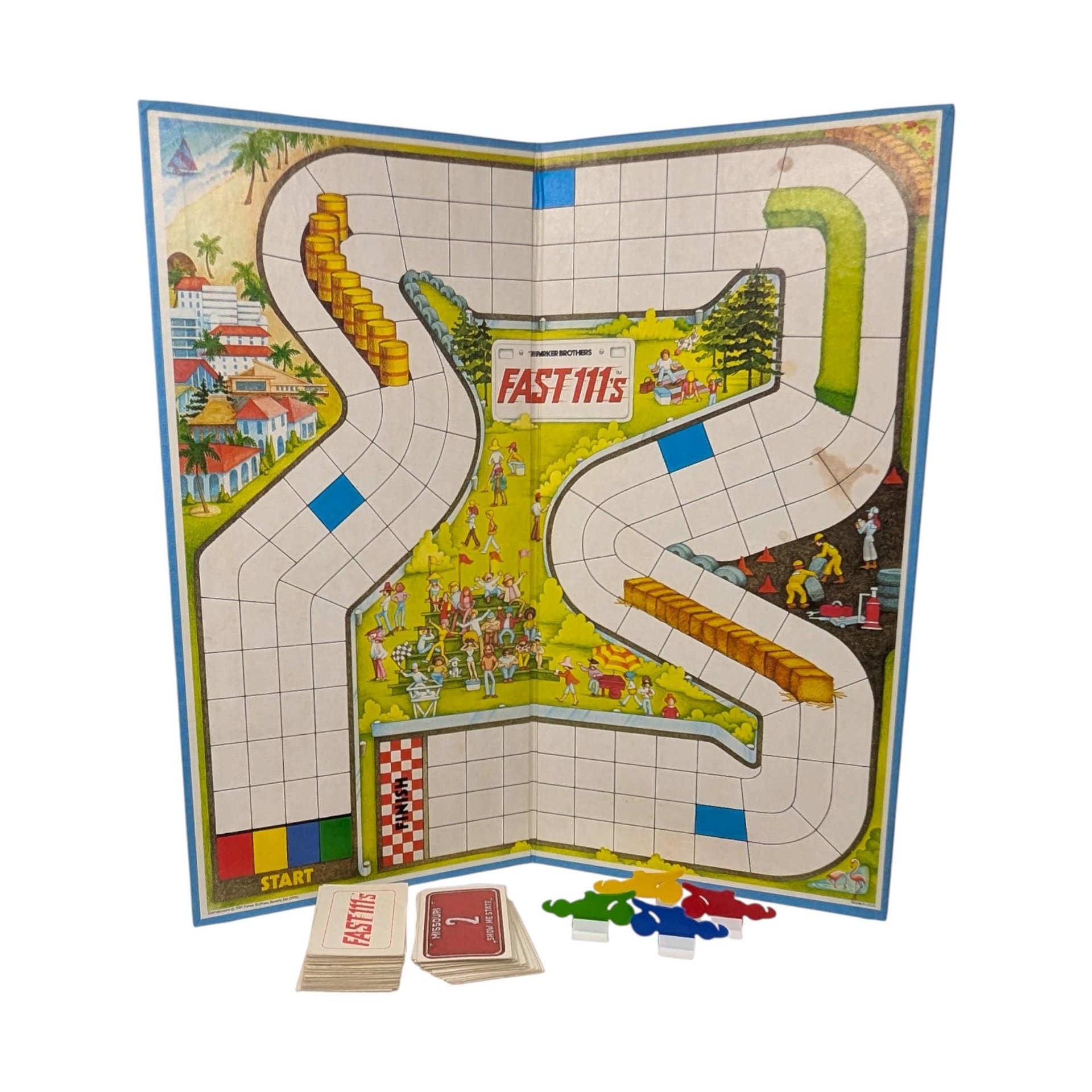 Vintage 1981 Fast 111's The Car-Racing Board Game: Parker Brothers Racing Toy