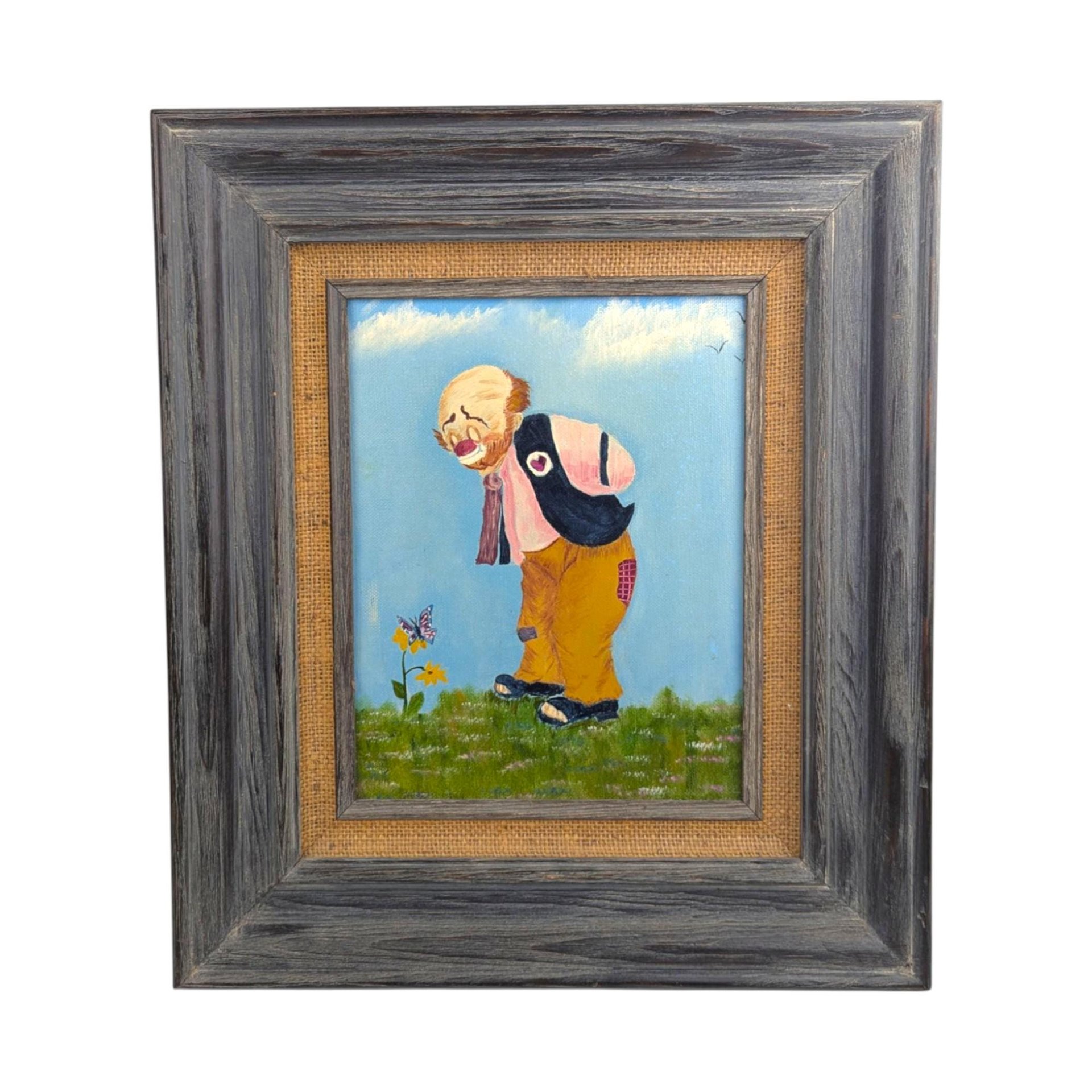 Vintage Clown Paintings Pair: