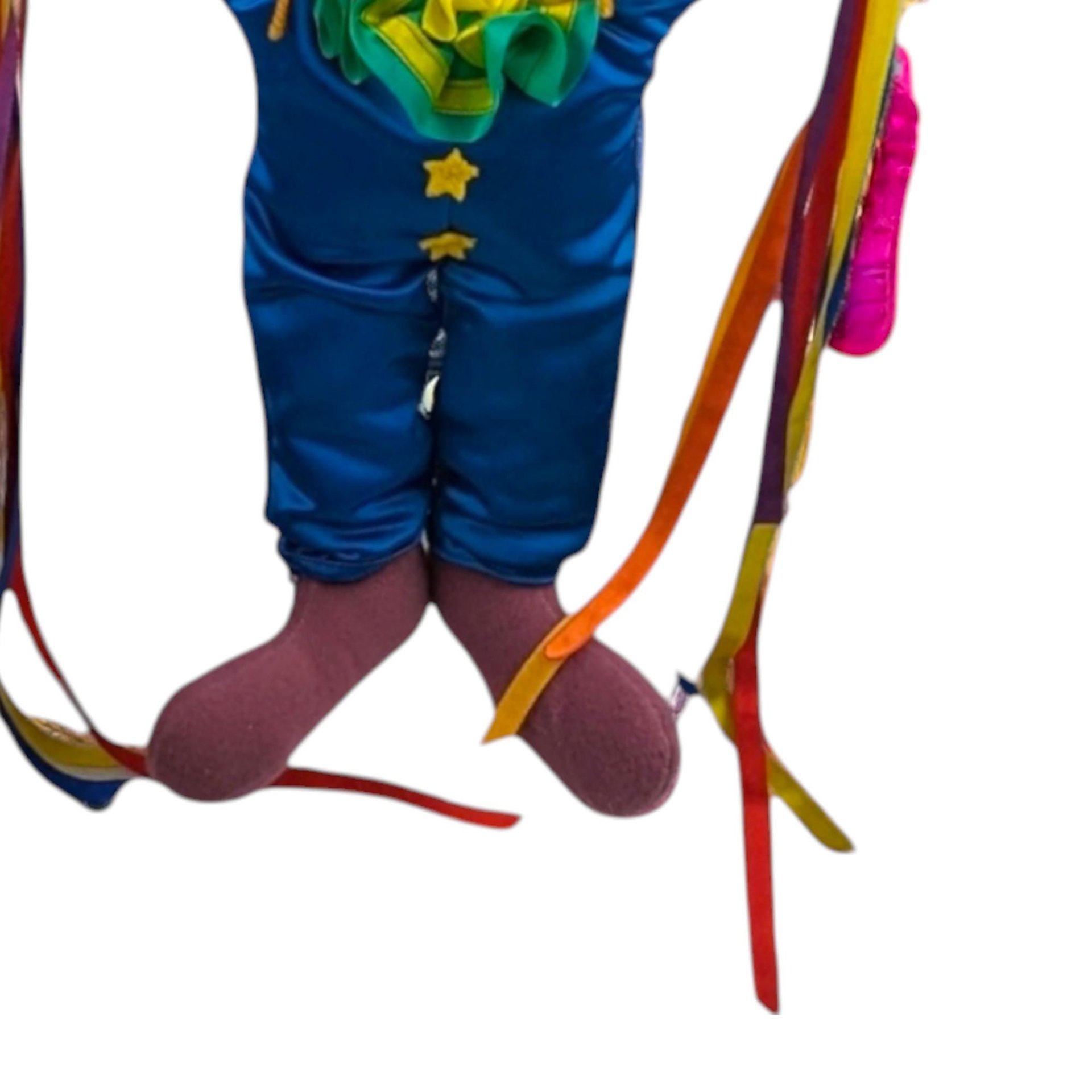 1984 Dakin Plush Clown Hanging From A Rainbow Wall Decor