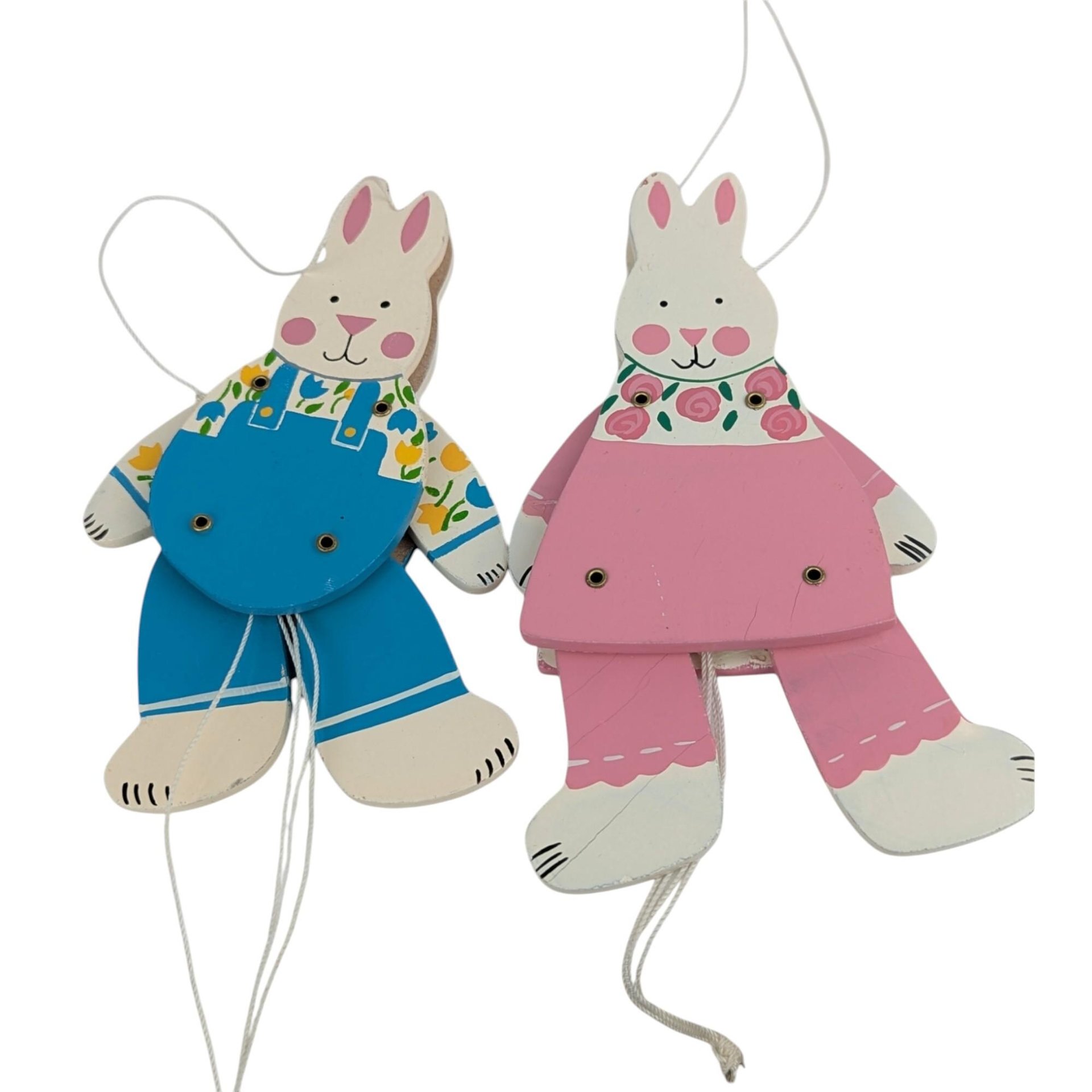 Vintage Easter Decor Choice: Pull String Bunnies or Trinket Box