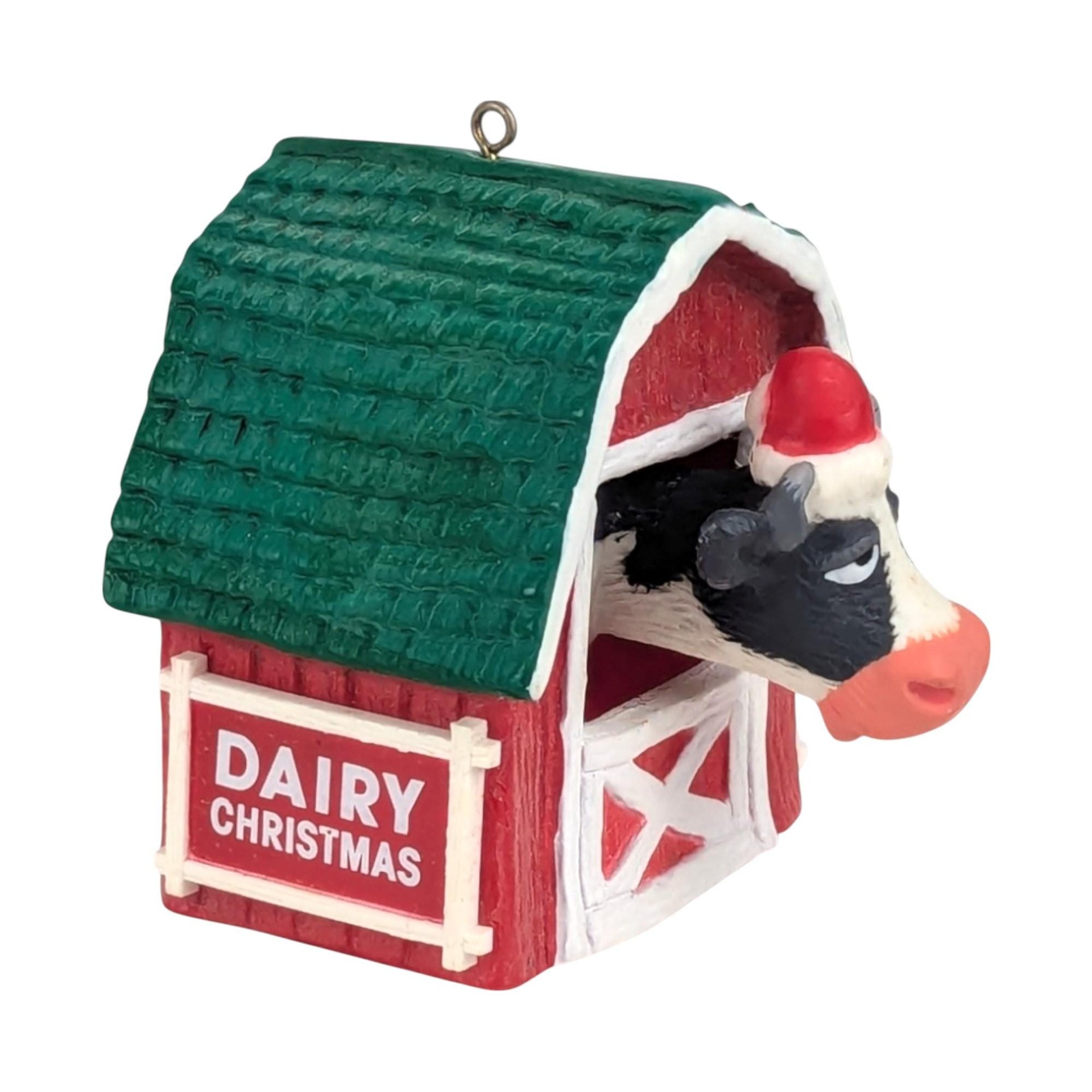 Vintage Enesco Bobblehead Ornaments: Cow & Sheep Farm Pair