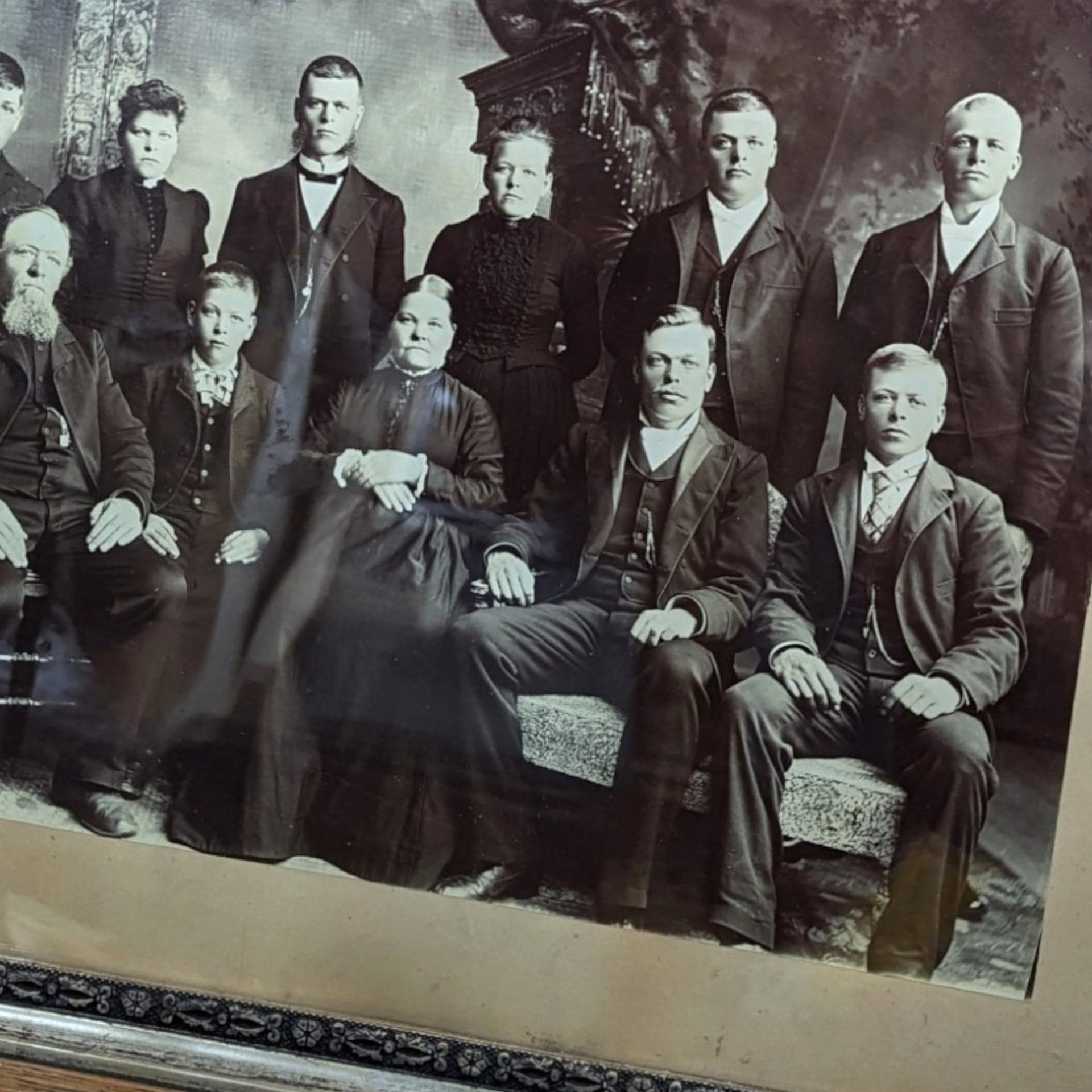 Antique Large Ornate Wood Picture Frame with Portrait