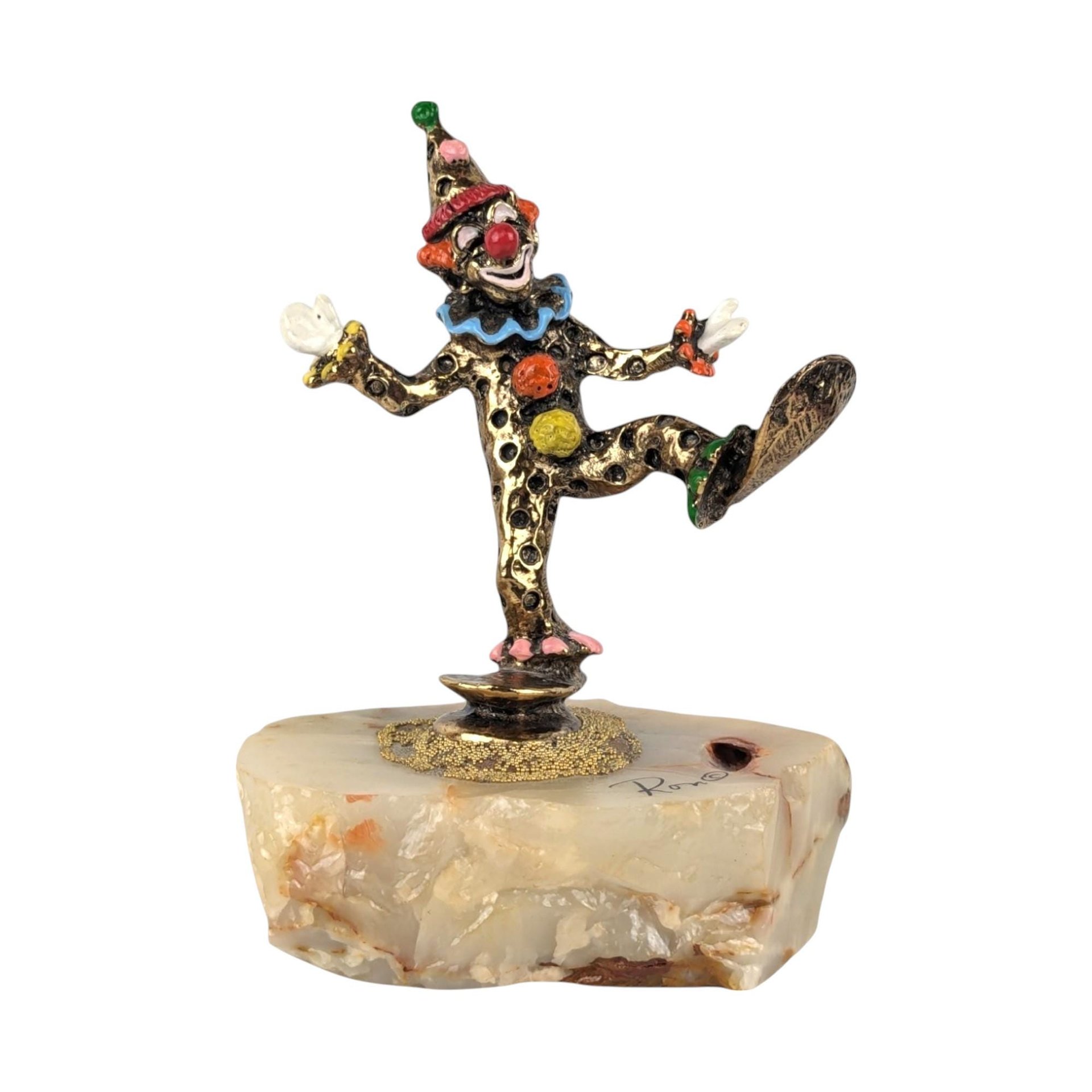 Vintage Ron Lee Dancing Pinky Clown: 24K Gold Plate & Marble