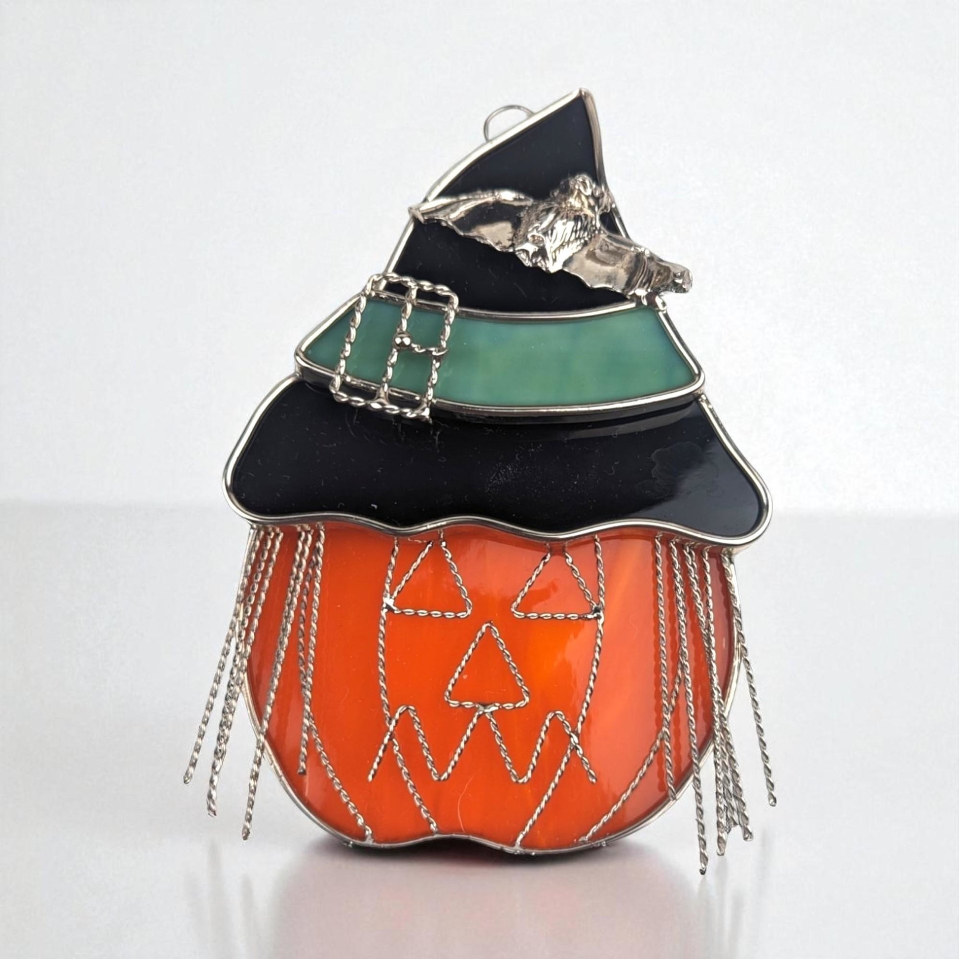 Vintage Stained Glass Jack O' Lantern