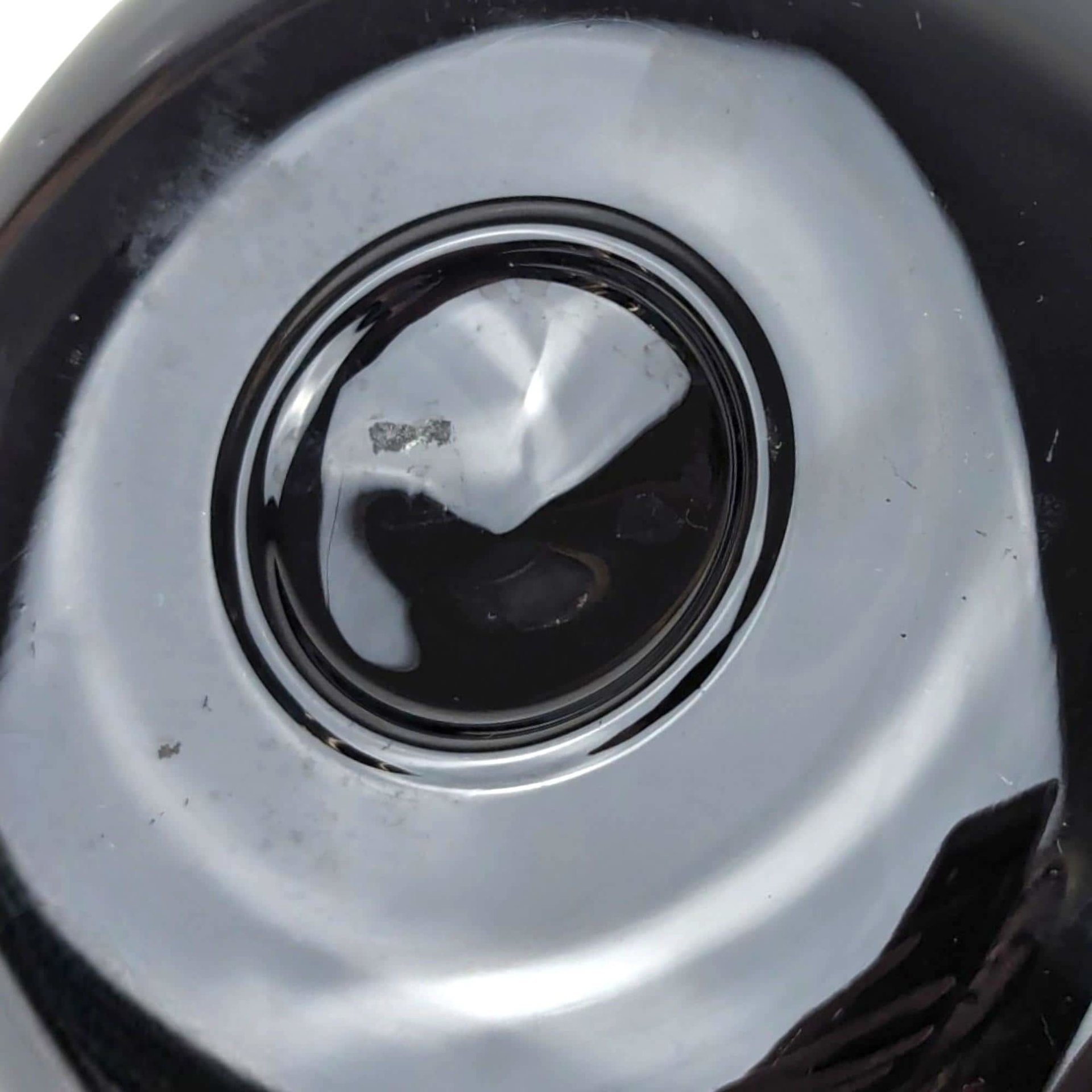 Vintage Black Amethyst Glass Center Handle Trinket Dish