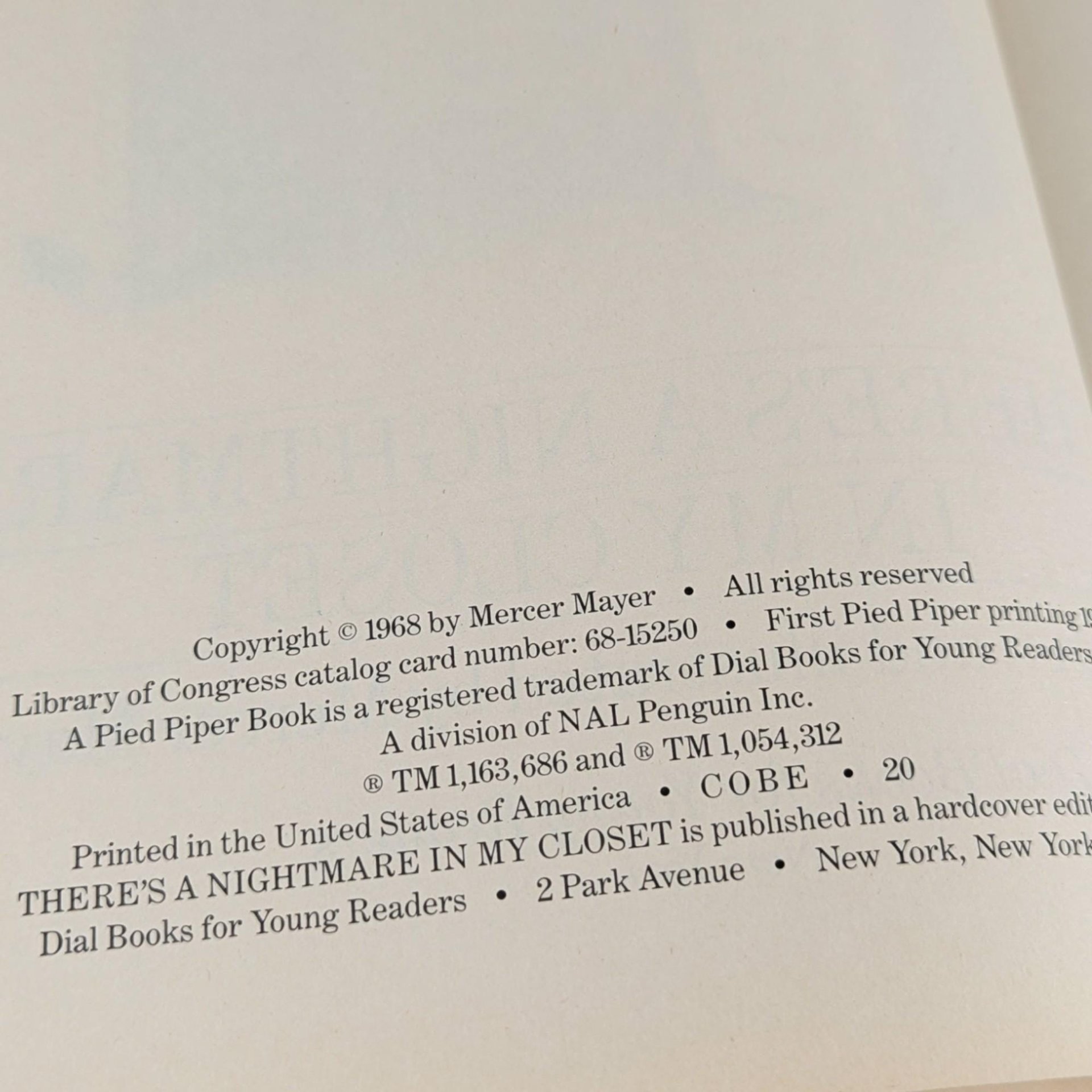 1976 There's a Nightmare in My Closet: Mercer Mayer Softcover