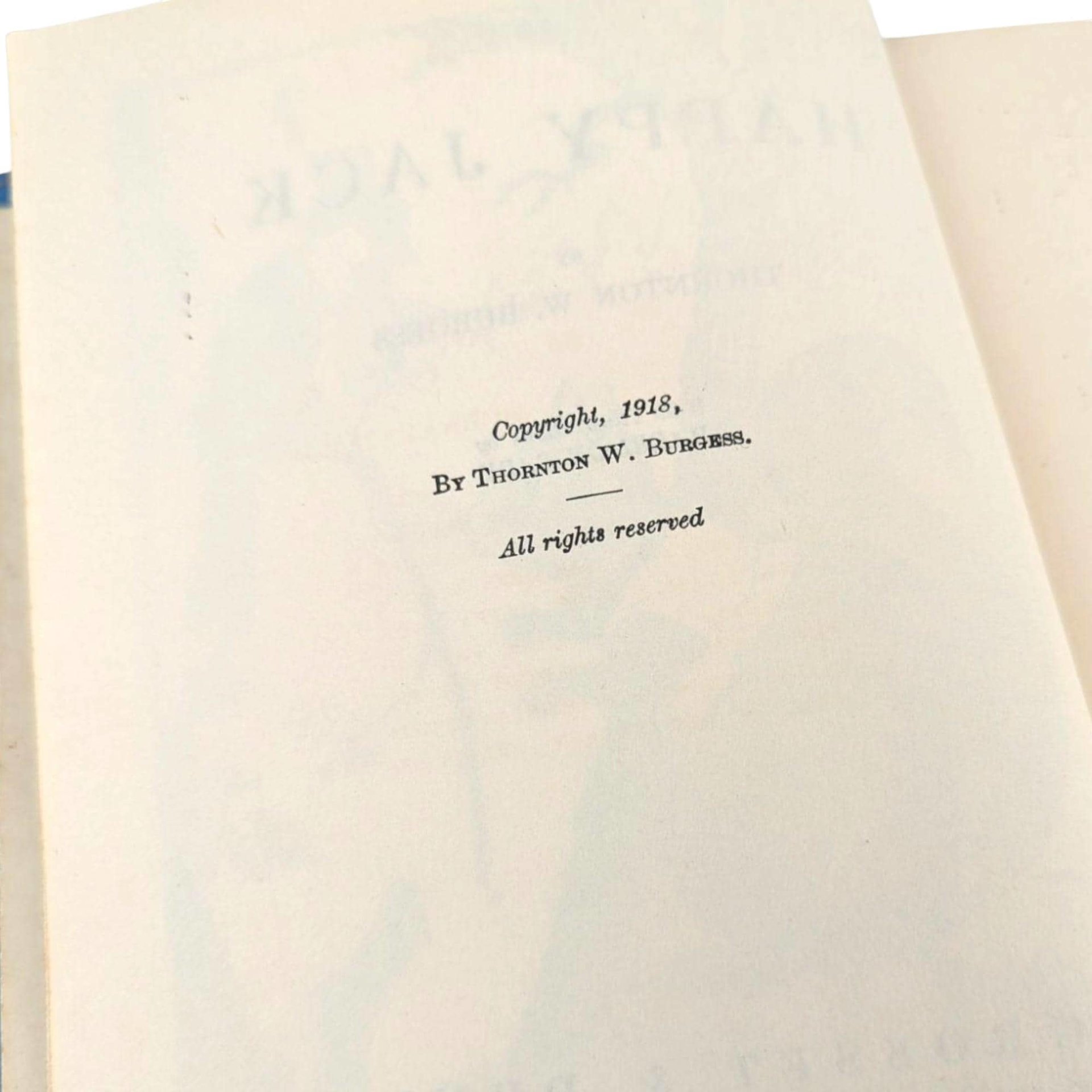 1918 Happy Jack Hardcover Book, Thornton W. Burgess