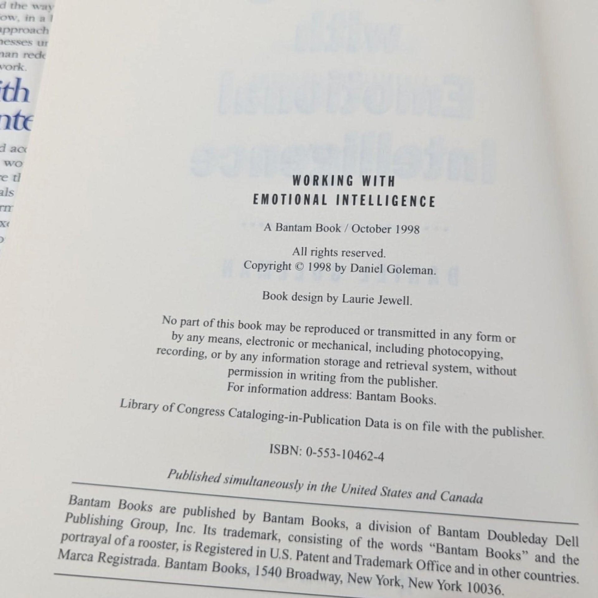 1998 Working with Emotional Intelligence Hardcover: Daniel Goleman