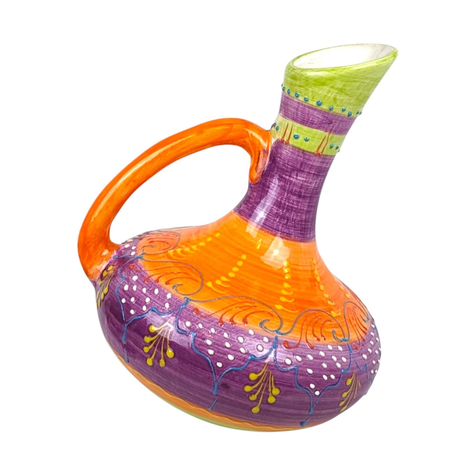 1990s Tilted Ceramic Pitcher, Handmade in Spain