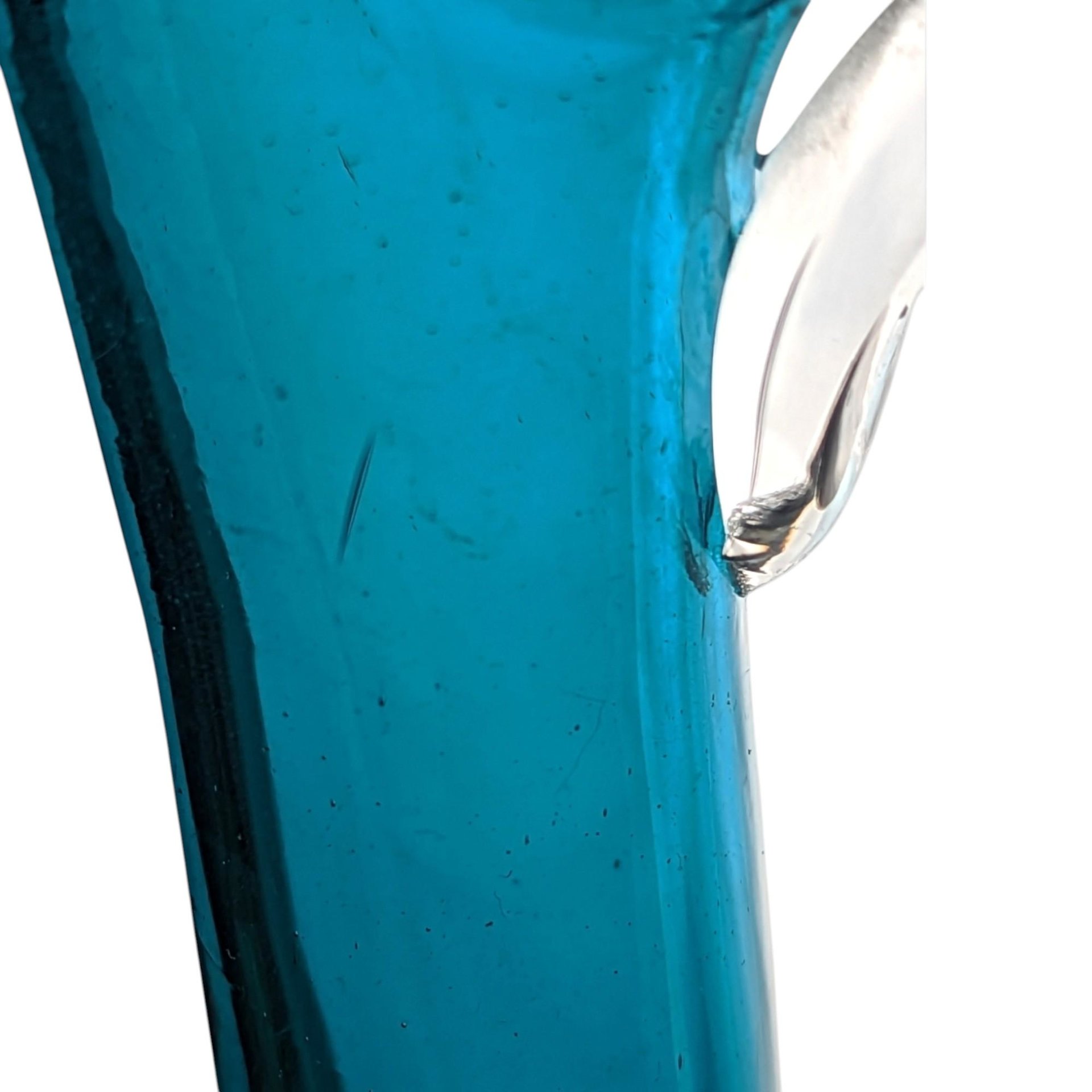 Mid-Century Blue Glass Decanter and Cordial Glass Set