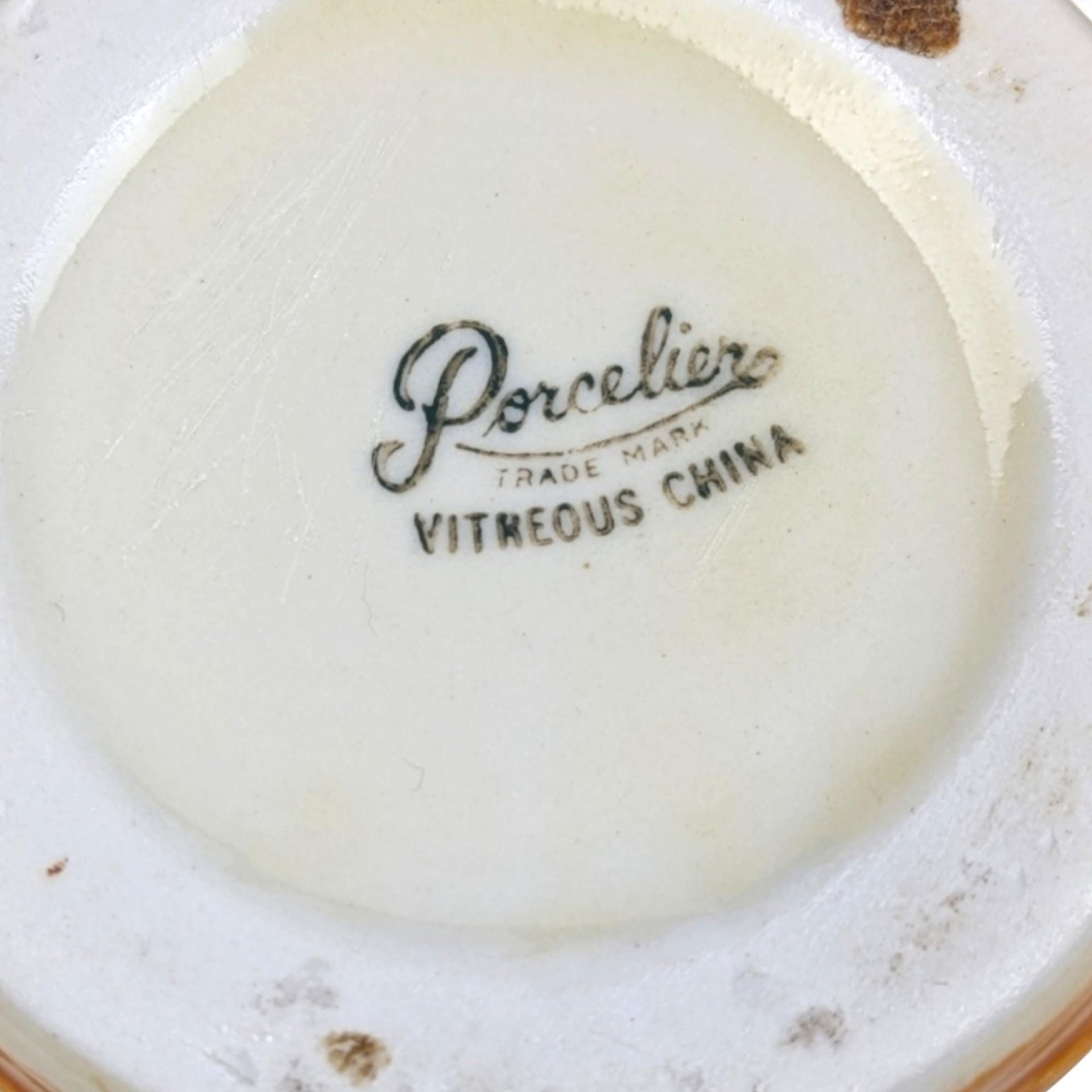 Vintage Porcelier Brown Medallion Vitreous China Teapot