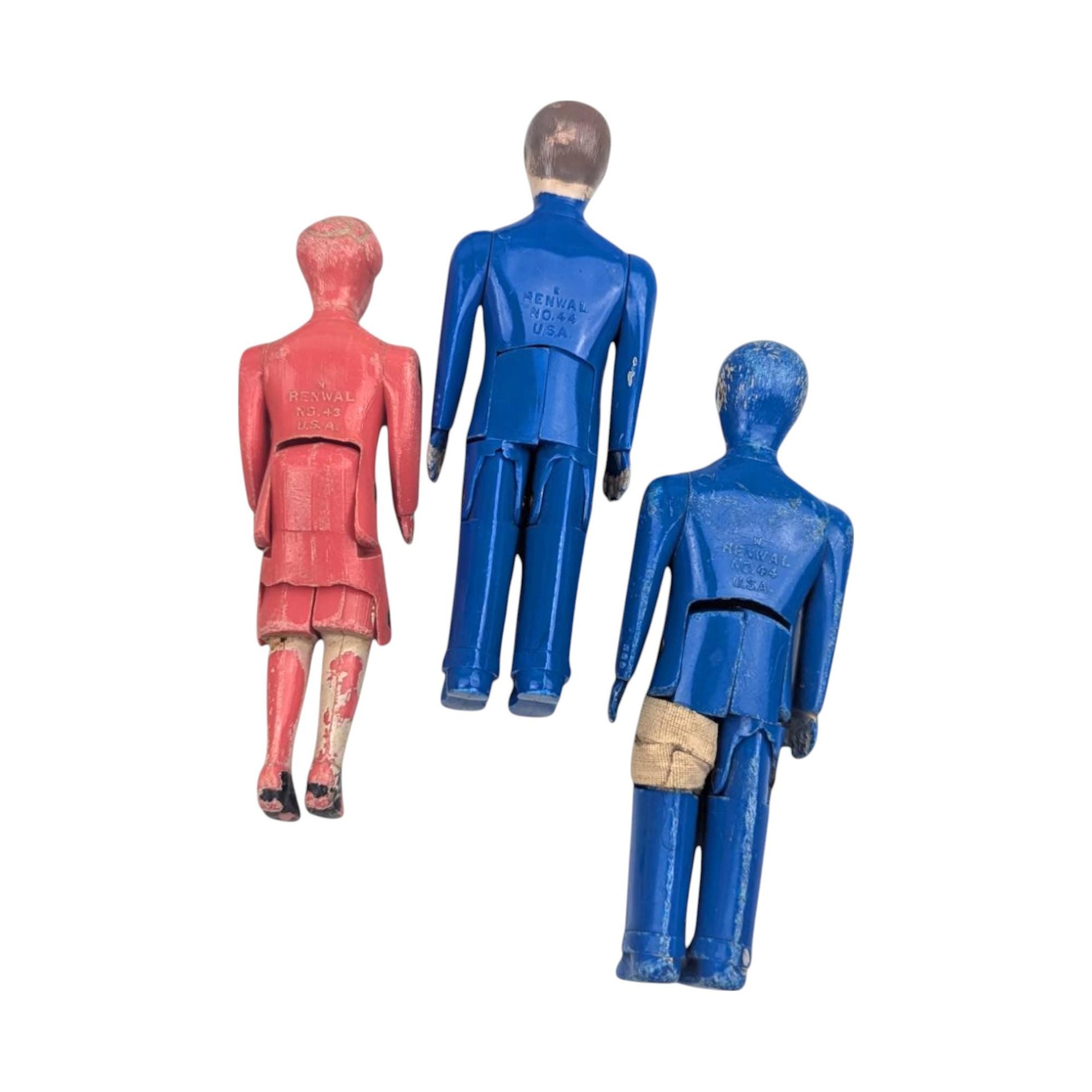 1940s Renwal Plastic Dollhouse Figures: Mother No 43 and Father No 44