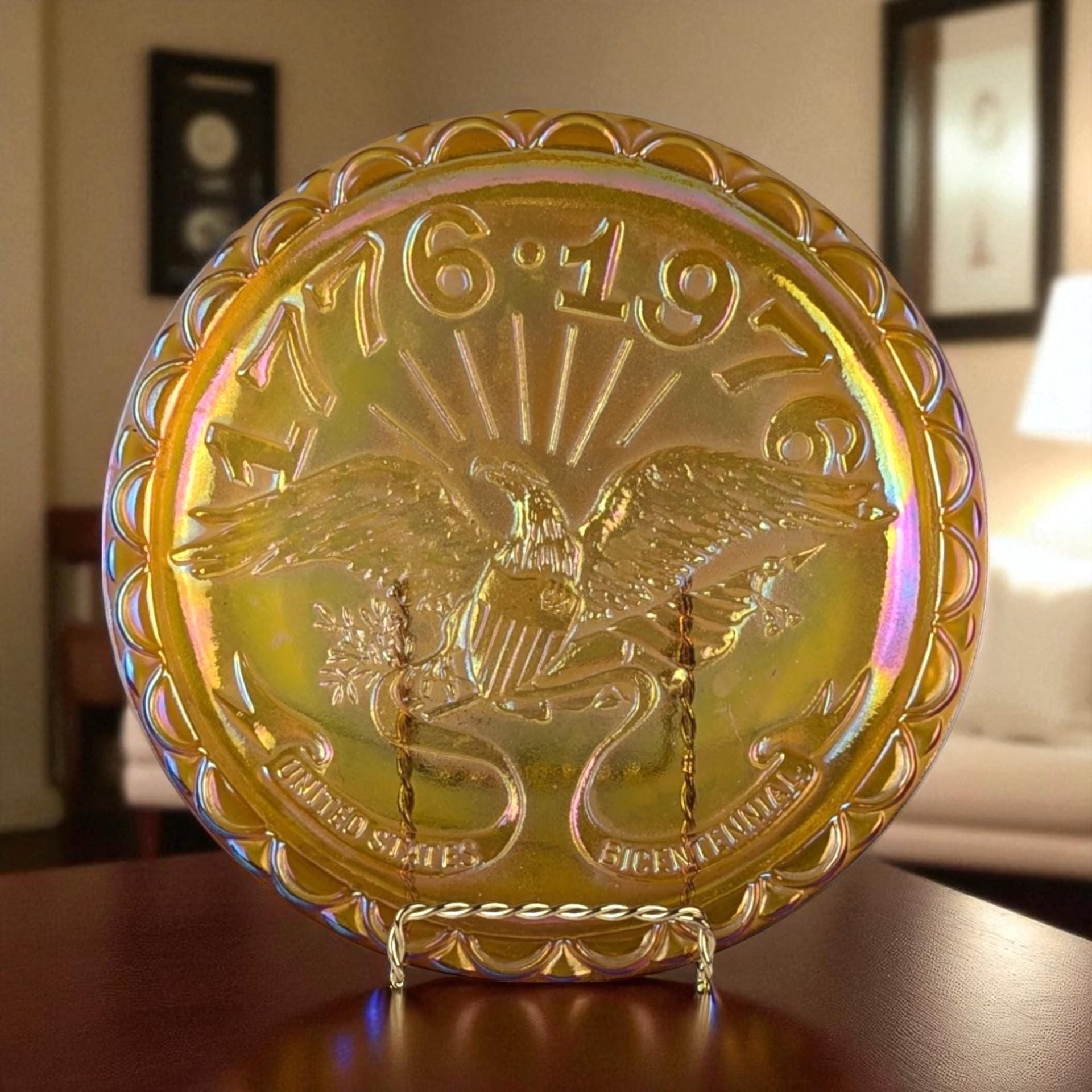 1976 Indiana Glass Bicentennial Carnival Glass Plate