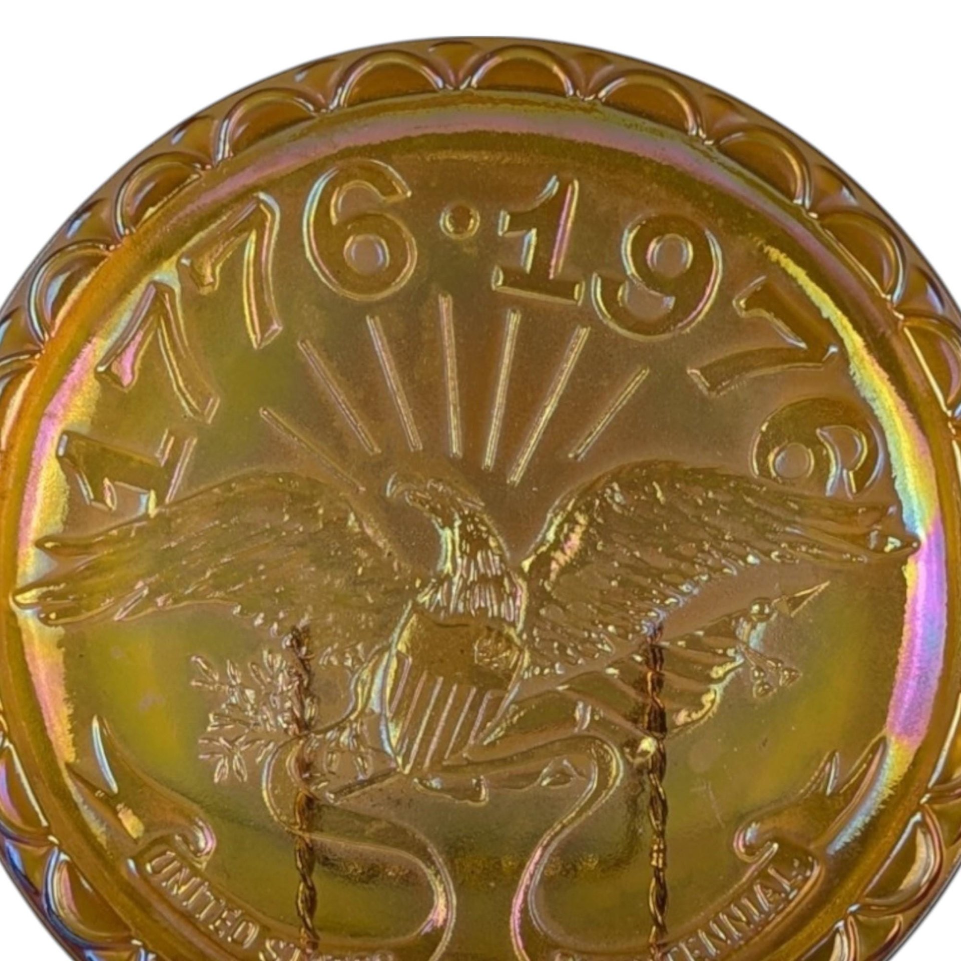 1976 Indiana Glass Bicentennial Carnival Glass Plate