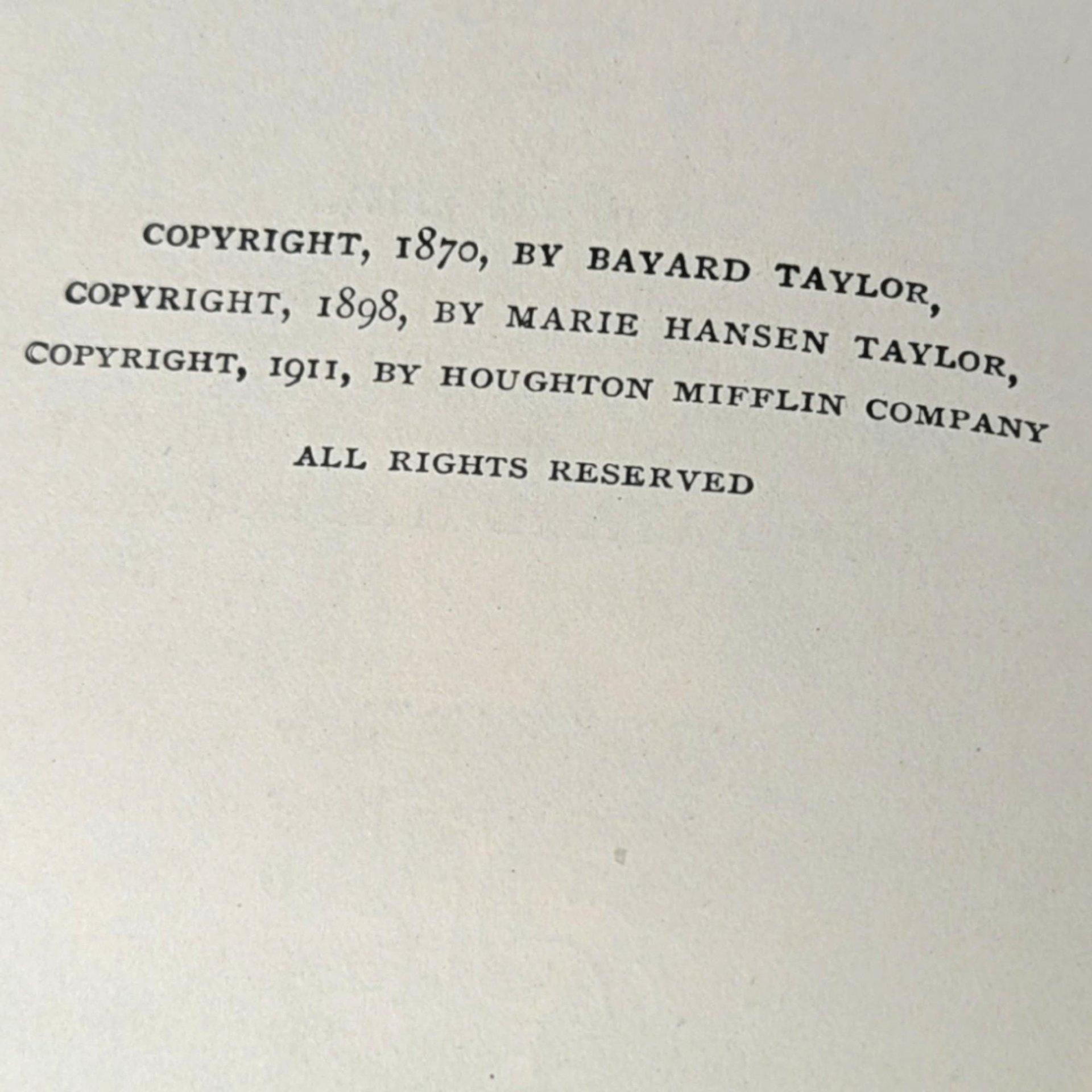 1911 Goethe's Faust Part I: Antique Bayard Taylor Translation Book
