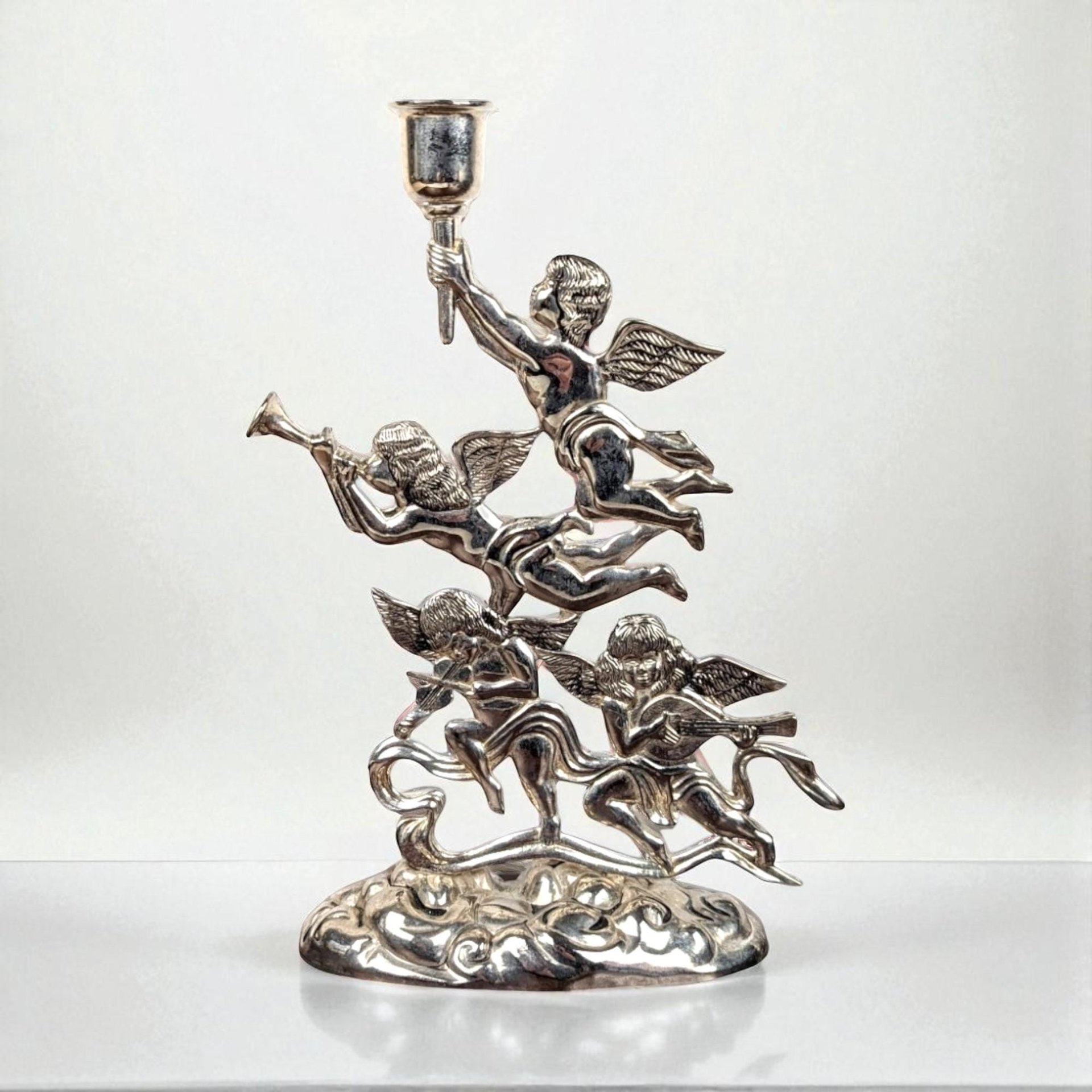 Vintage Godinger Silver Cherub Candlestick