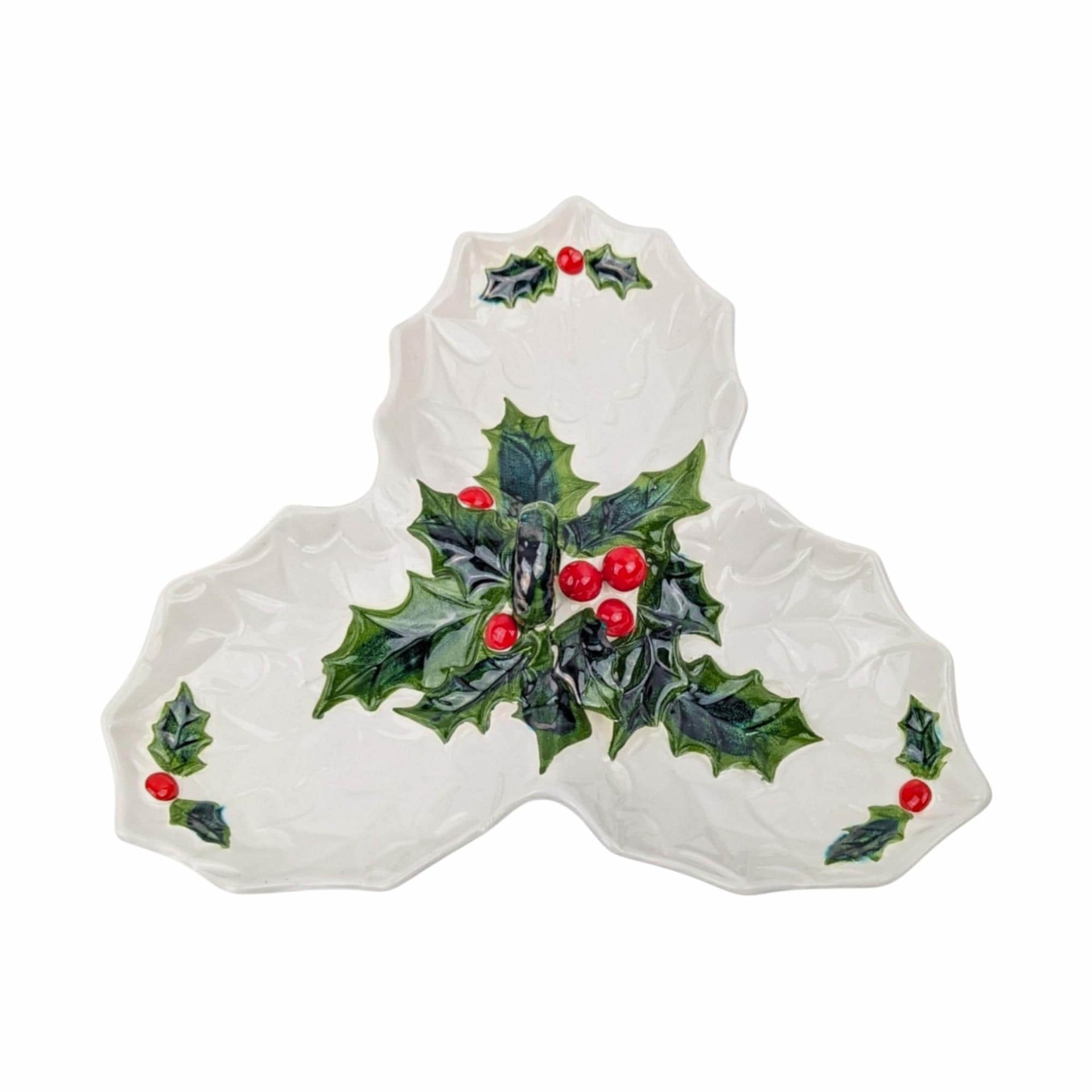1970s Lefton Holly and Berry Relish Dish