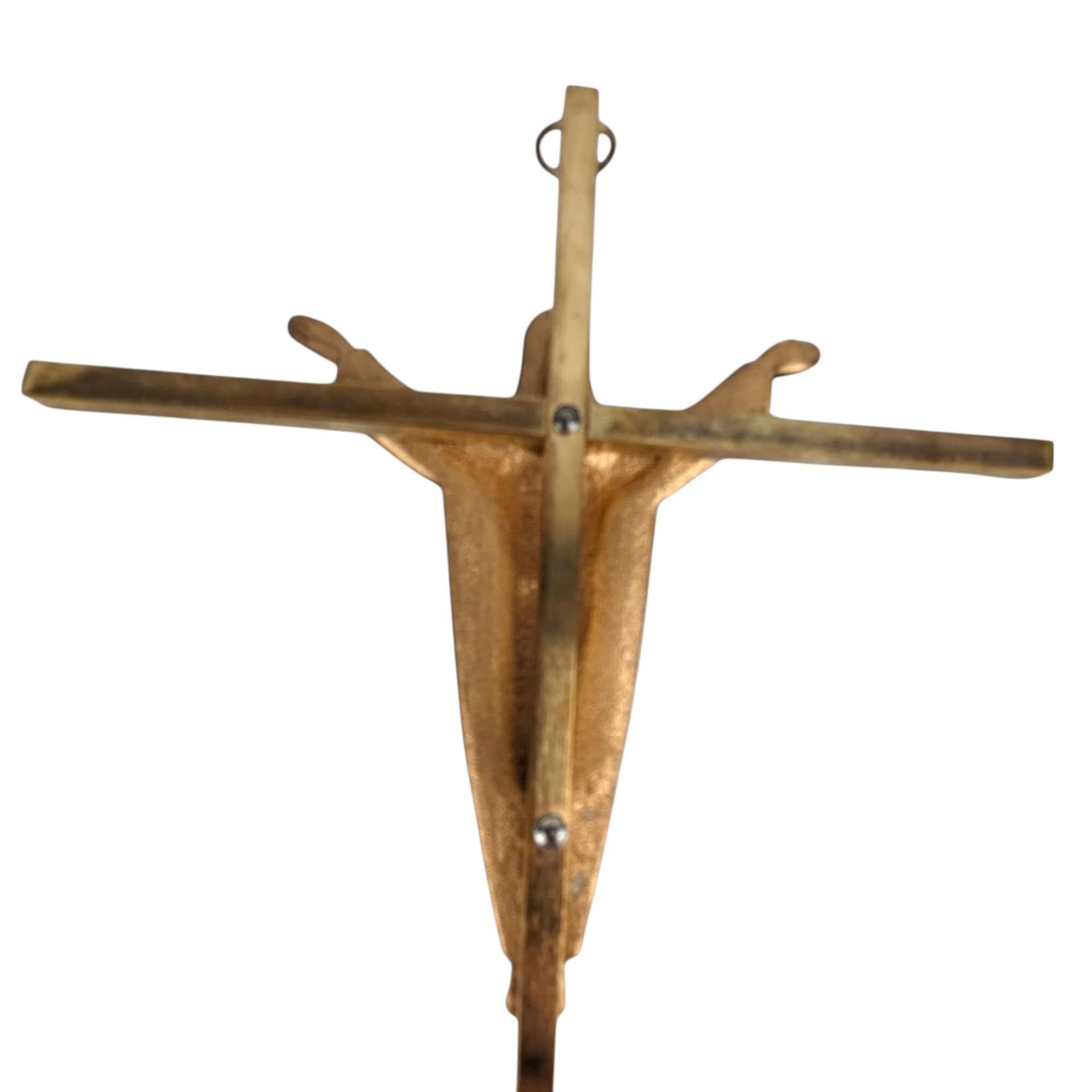 Mid-Century Modern Brass Toned Metal Crucifix Wall Hanging
