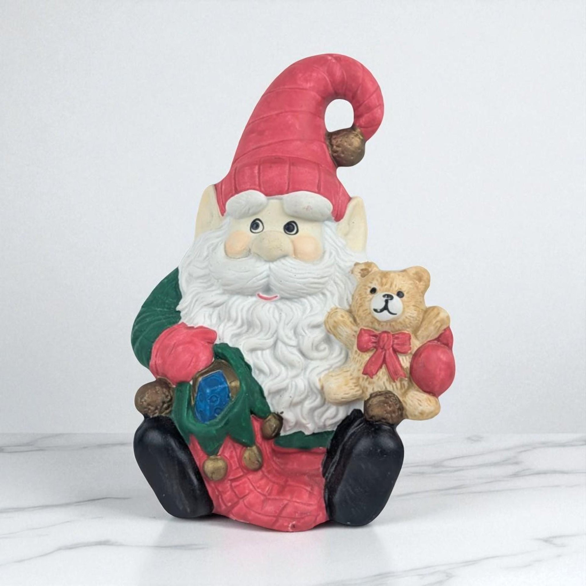 Vintage Ceramic Santa Elf Music Box