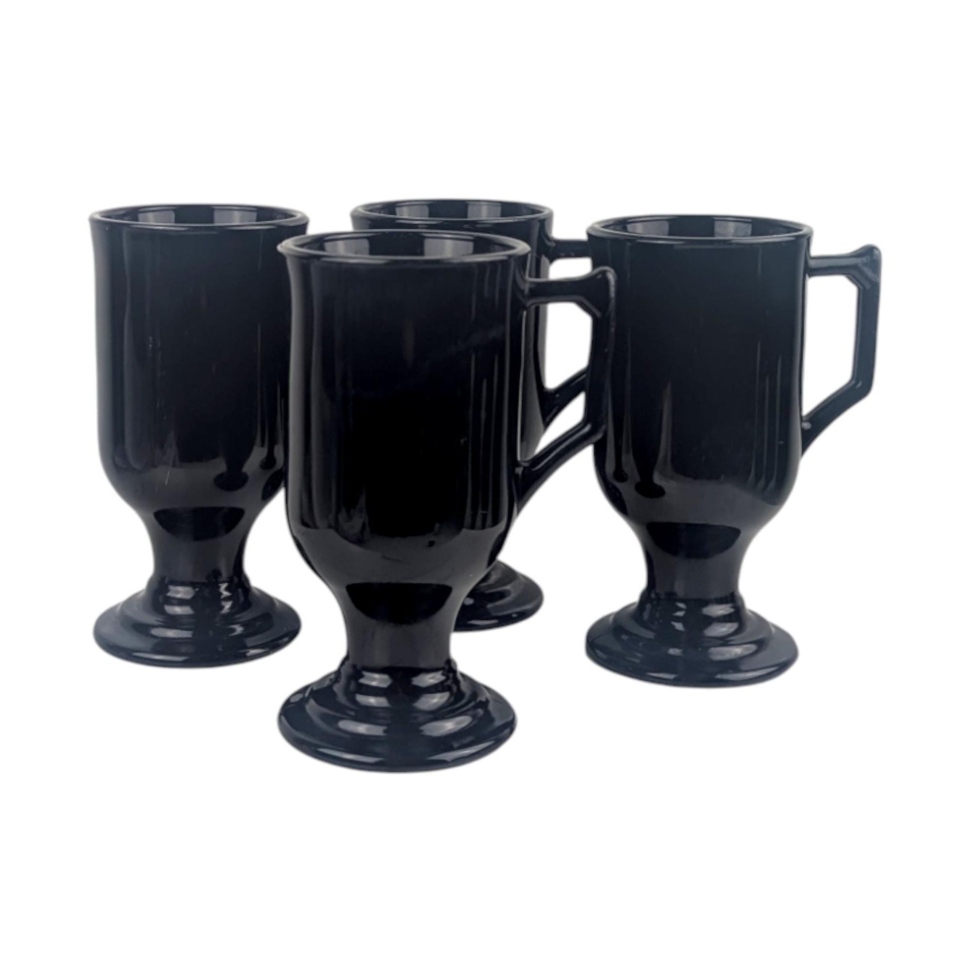 Vintage Indiana Glass Black Irish Coffee Mugs