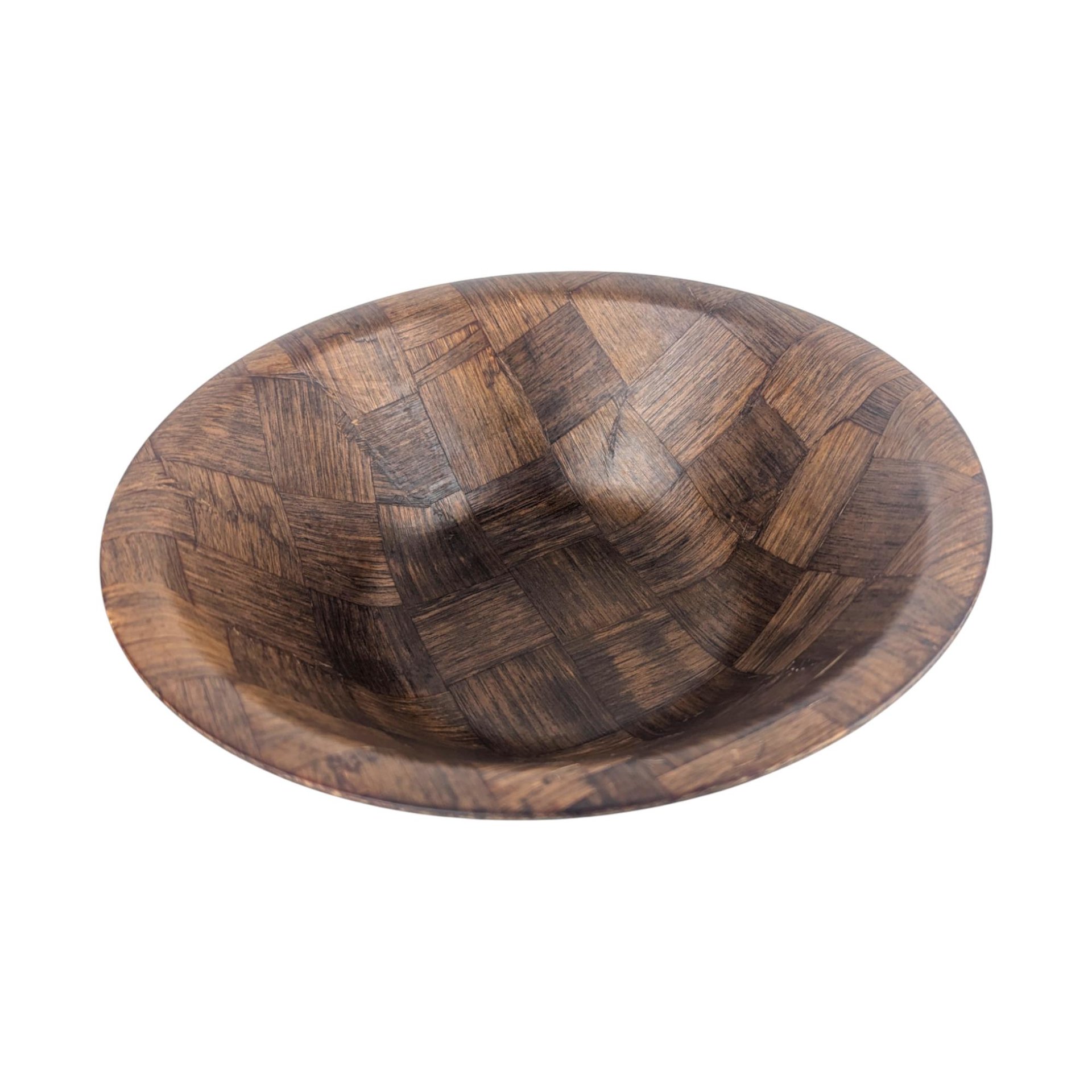 Vintage 4 Piece Woven Wood Salad Bowl Set