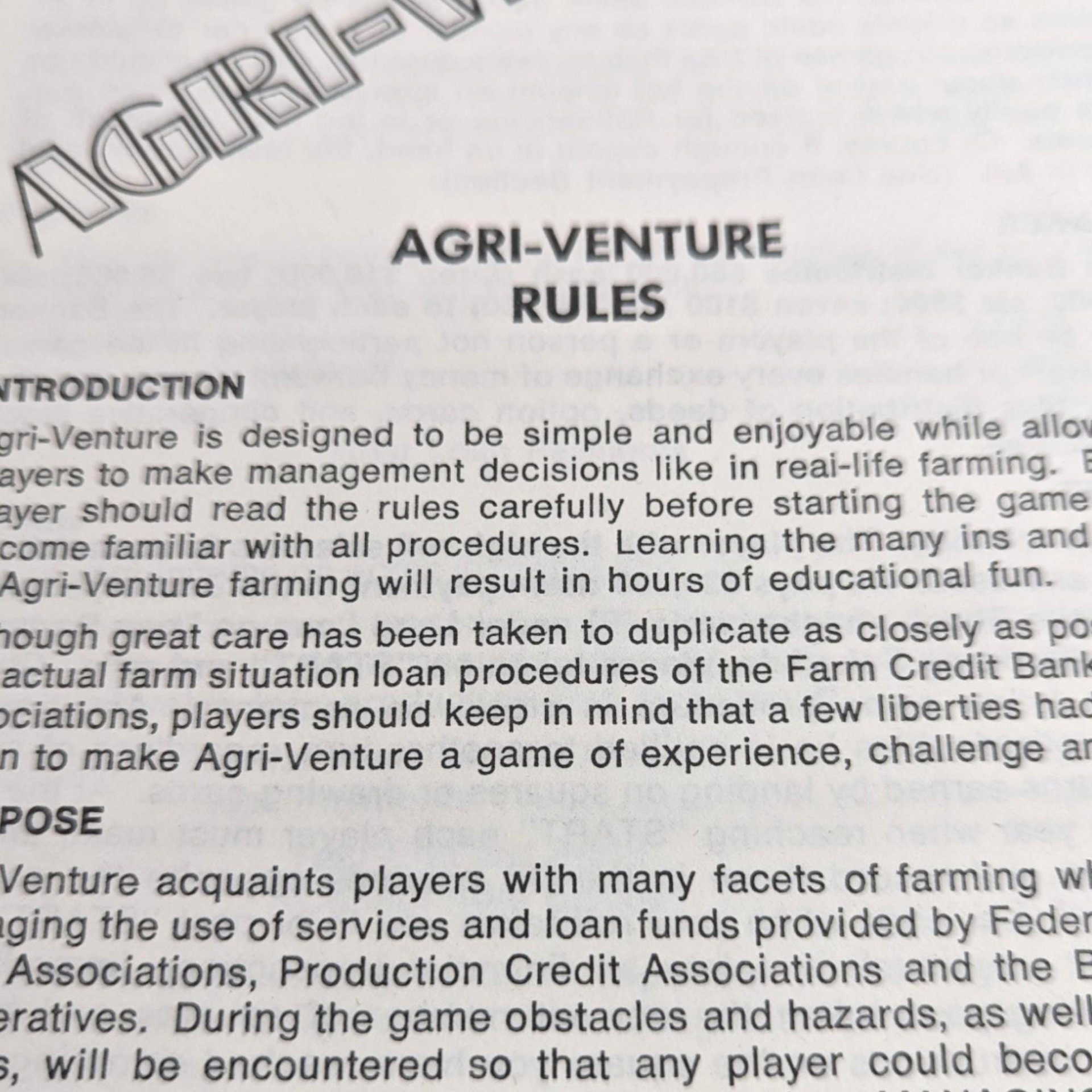 1974 Agri-Venture Board Game