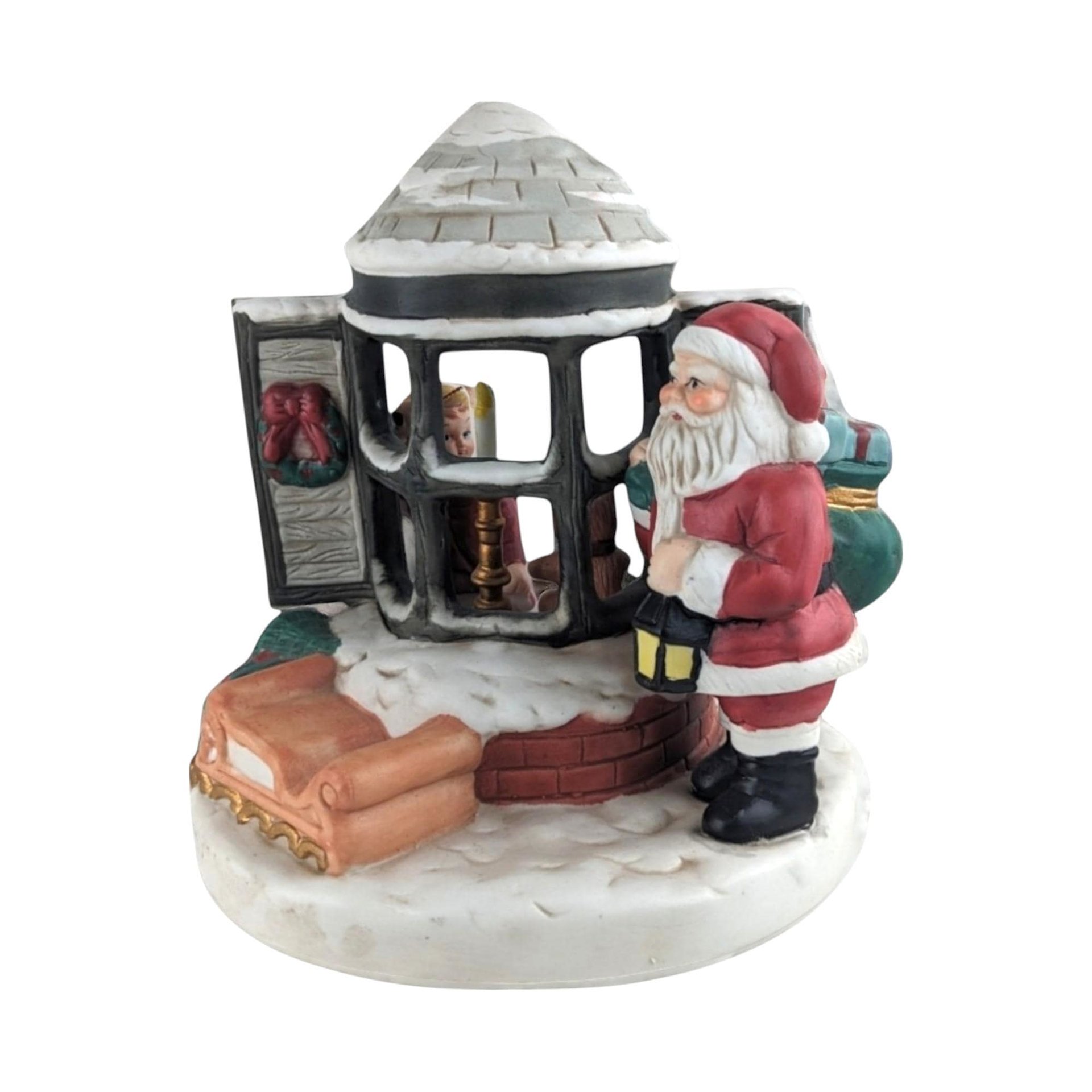 Vintage Midwest Santa at Window Music Box