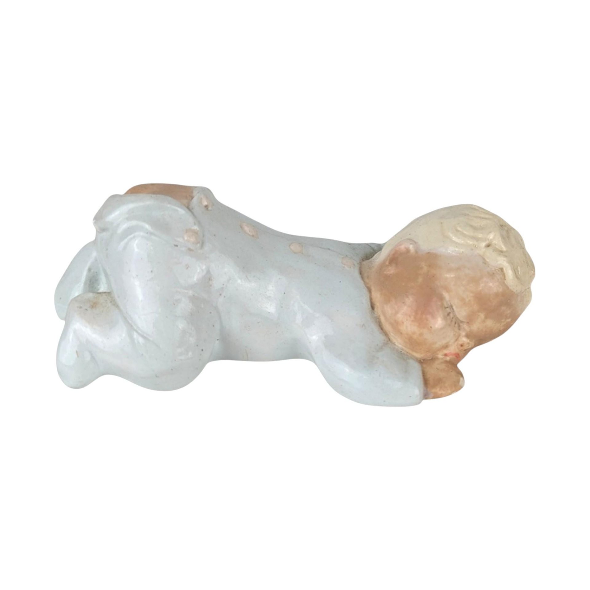 Vintage Pair of Chalkware Sleeping Babies