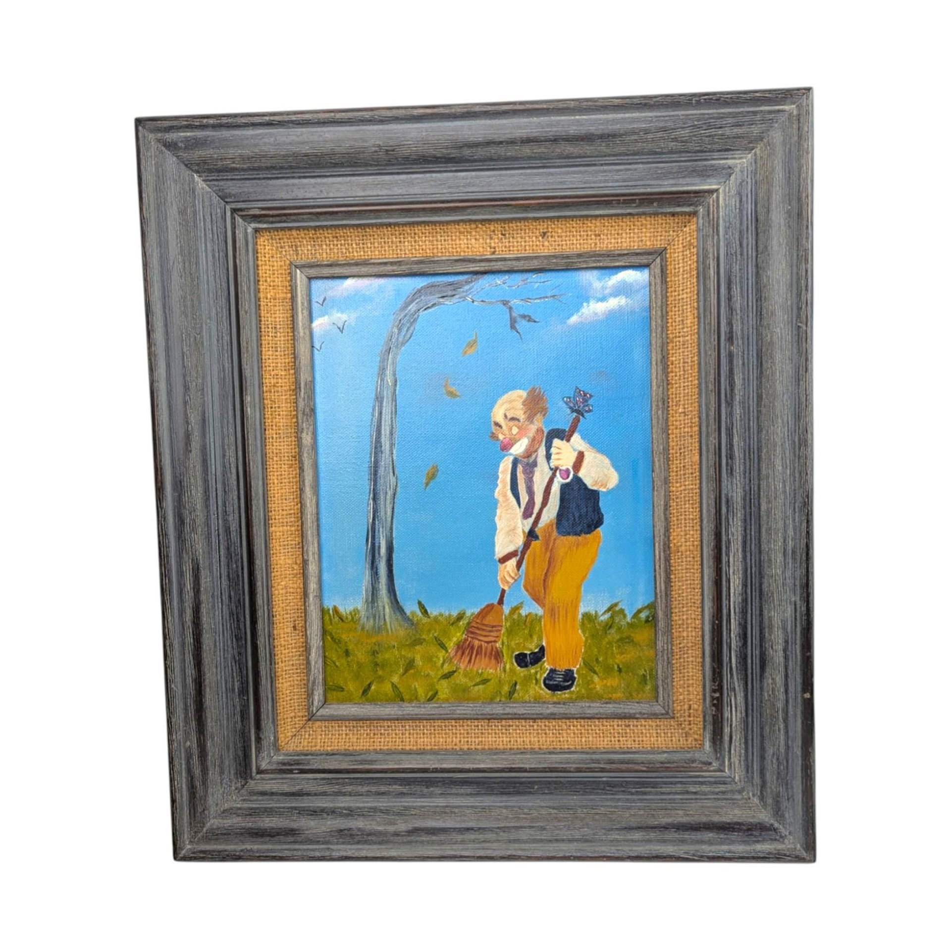 Vintage Clown Paintings Pair: