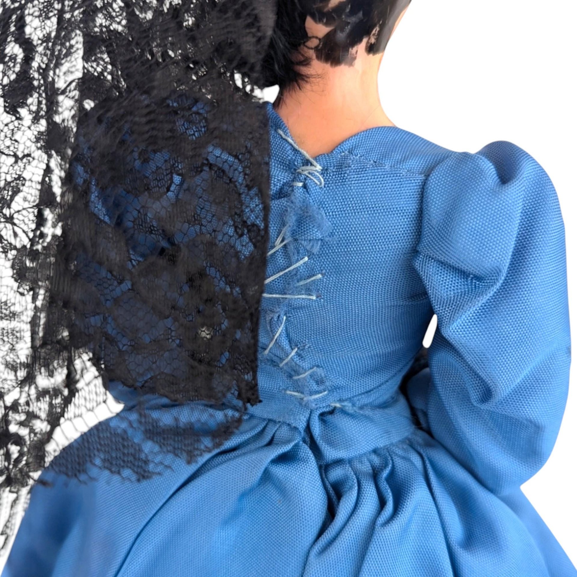 Vintage Spanish Woman in Blue Dress