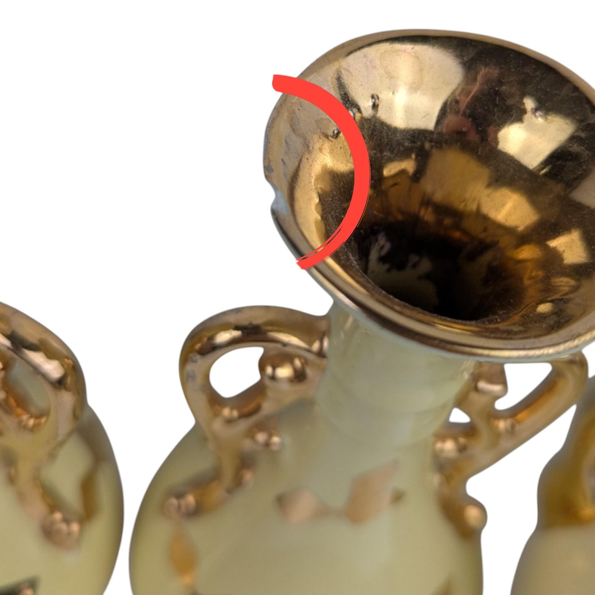 Vintage Yellow Ceramic Vases: Art Deco & MCM Gold Accents