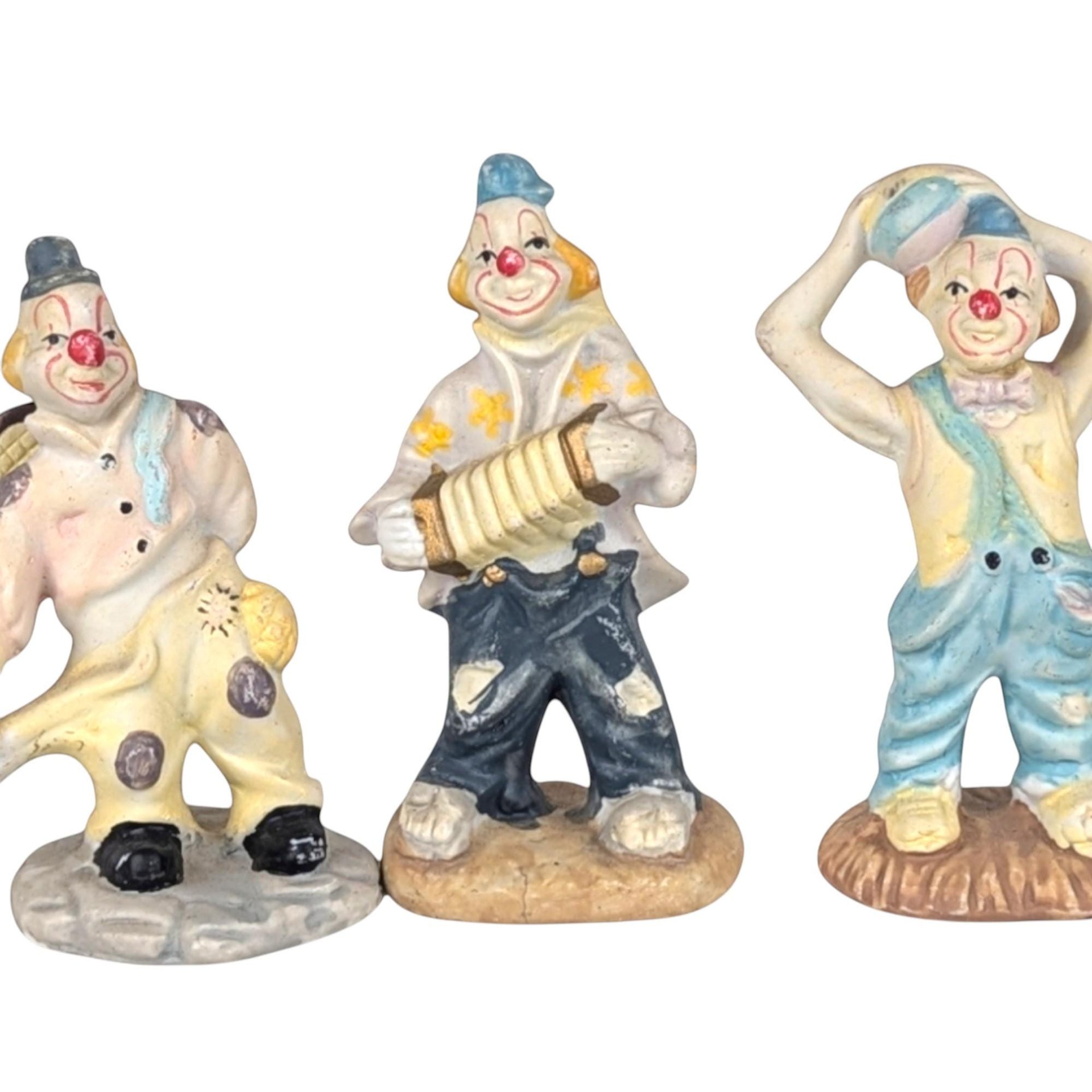 Vintage Ceramic Hobo Clown Figurine Trio