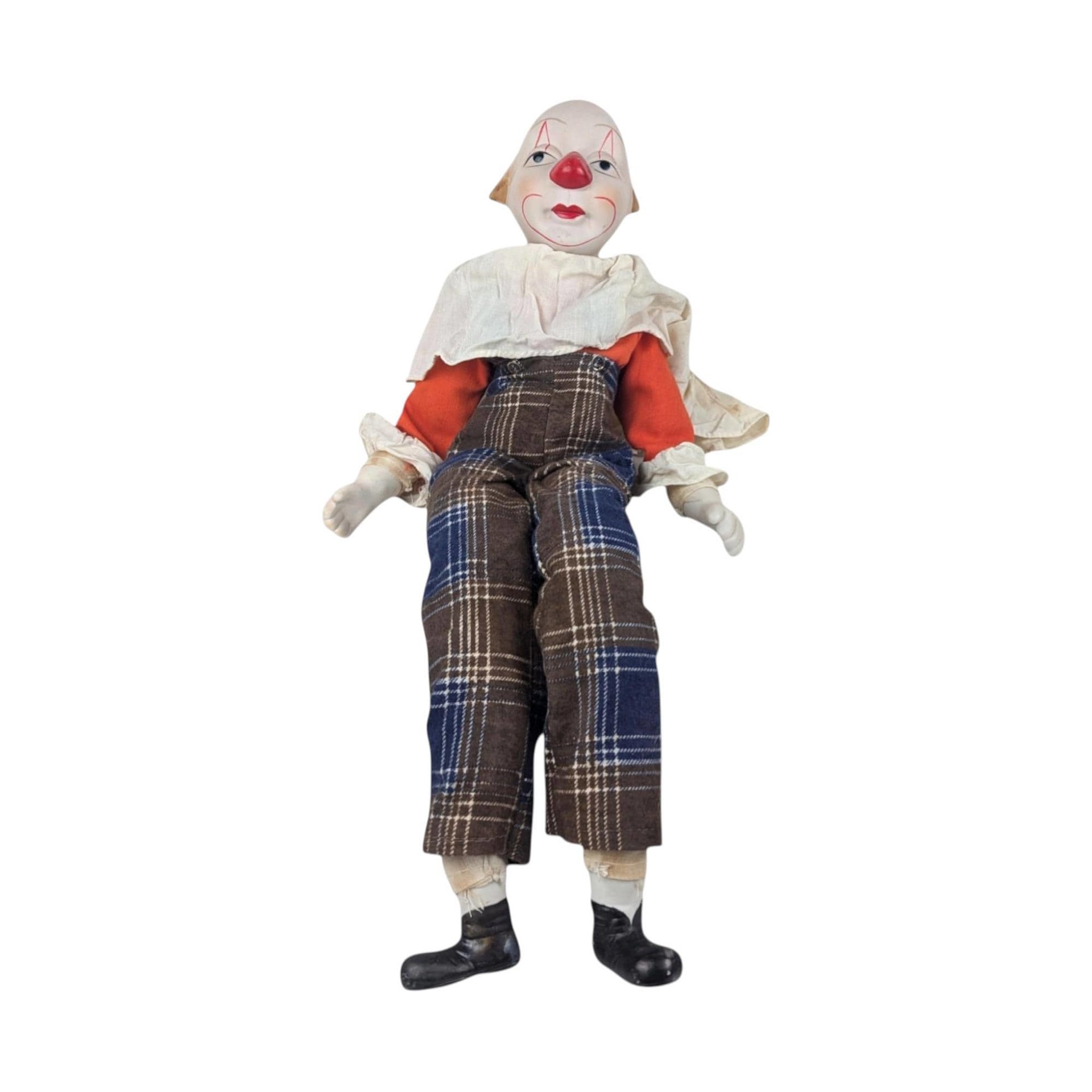 Vintage Price Products Sitting Plaid Clown Doll