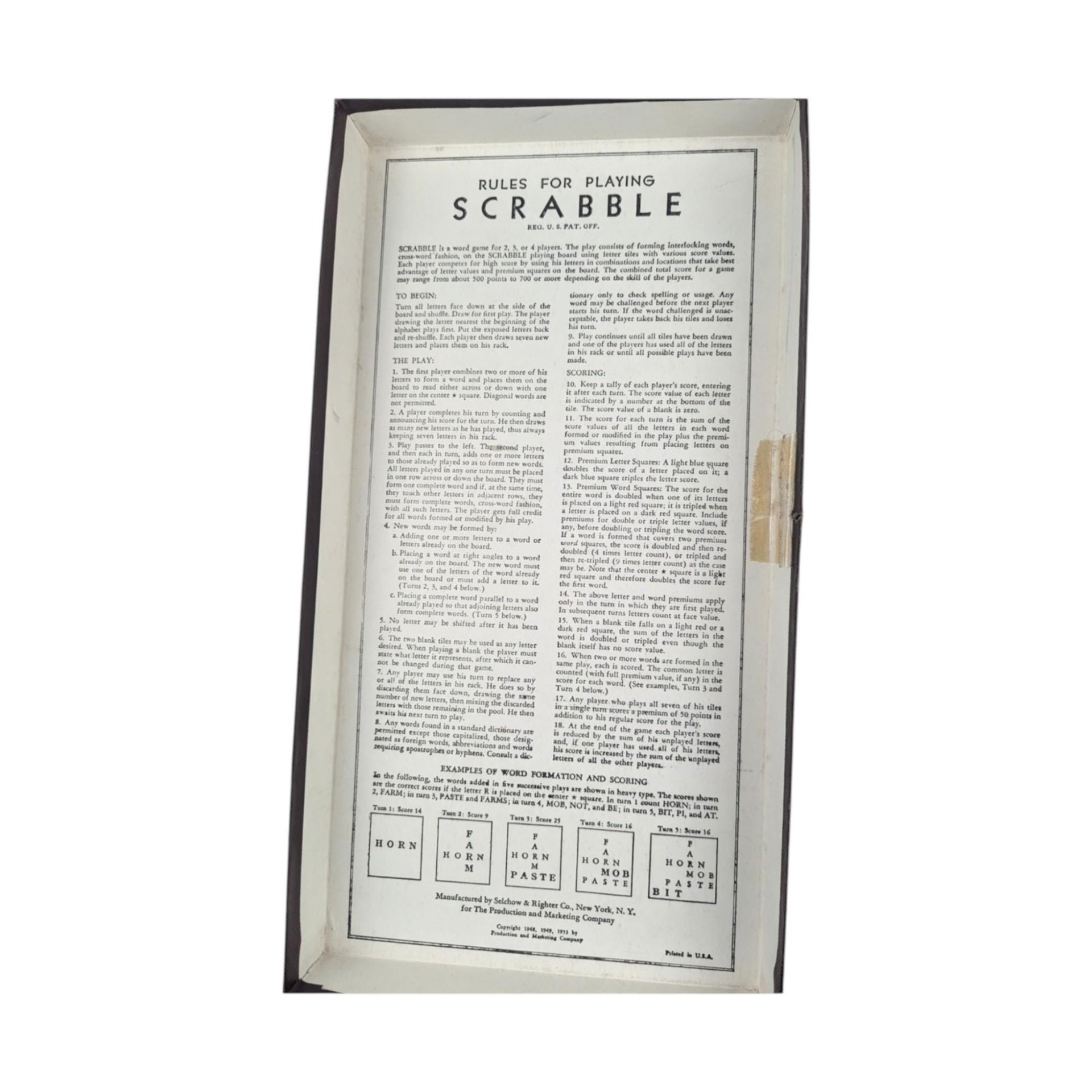 1953 Selchow & Righter Scrabble Board Game