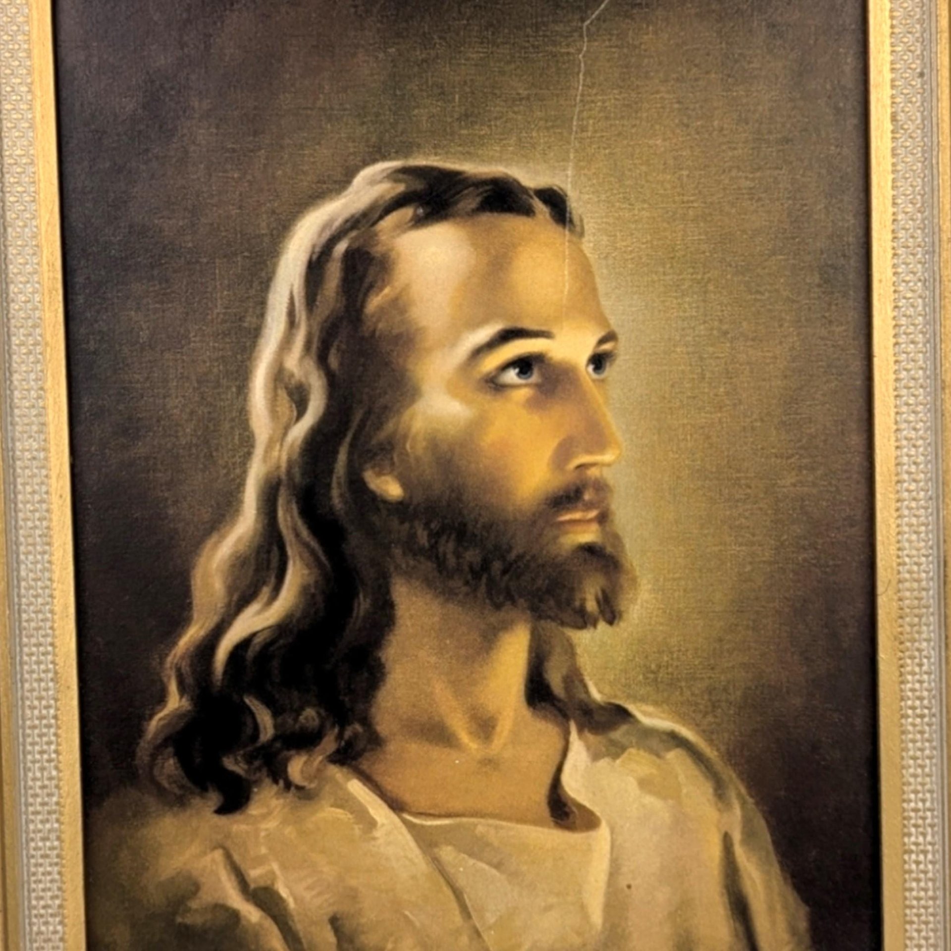 1941 Head of Christ Framed Lithograph: Kriebel and Bates
