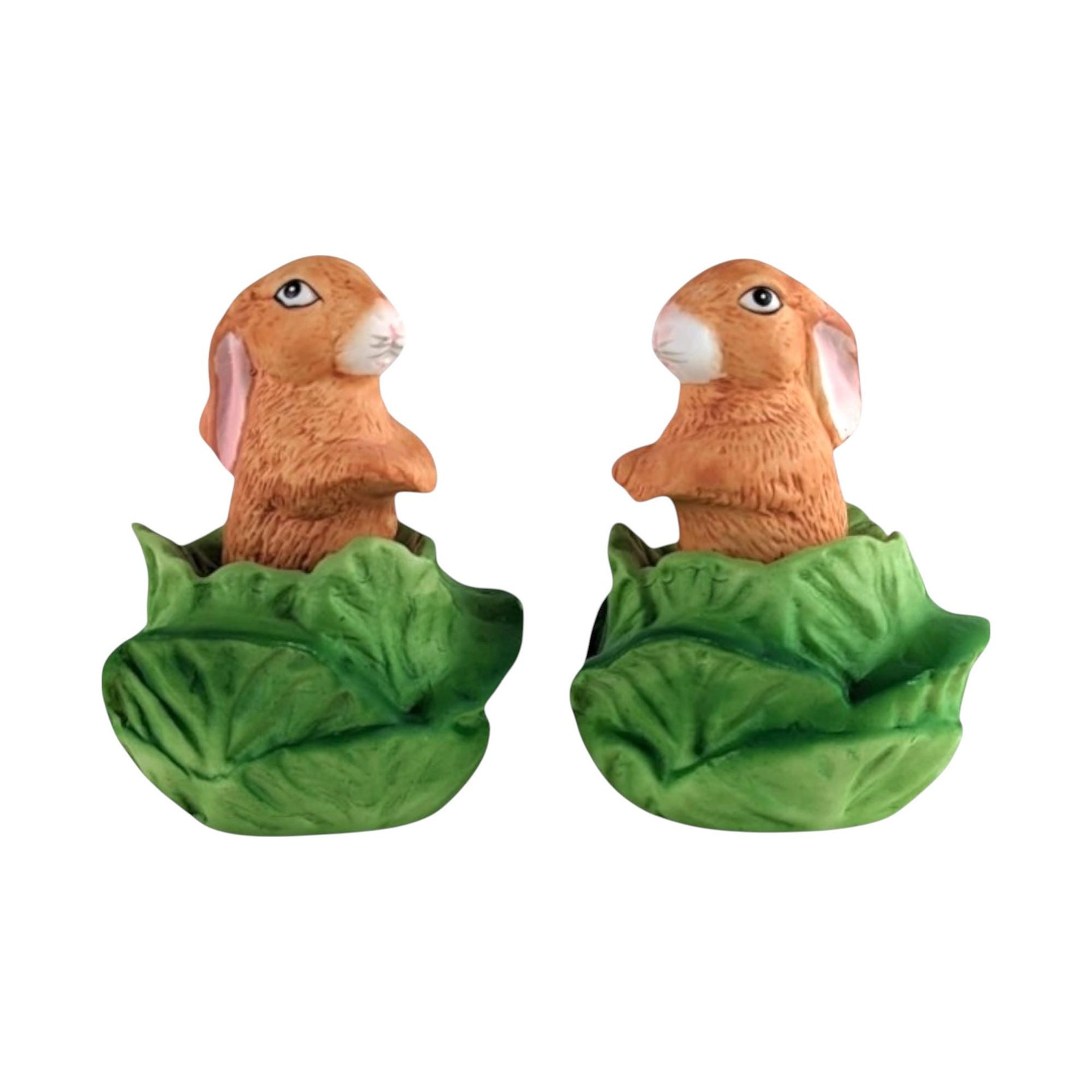 Vintage Bunny in Lettuce Figurines