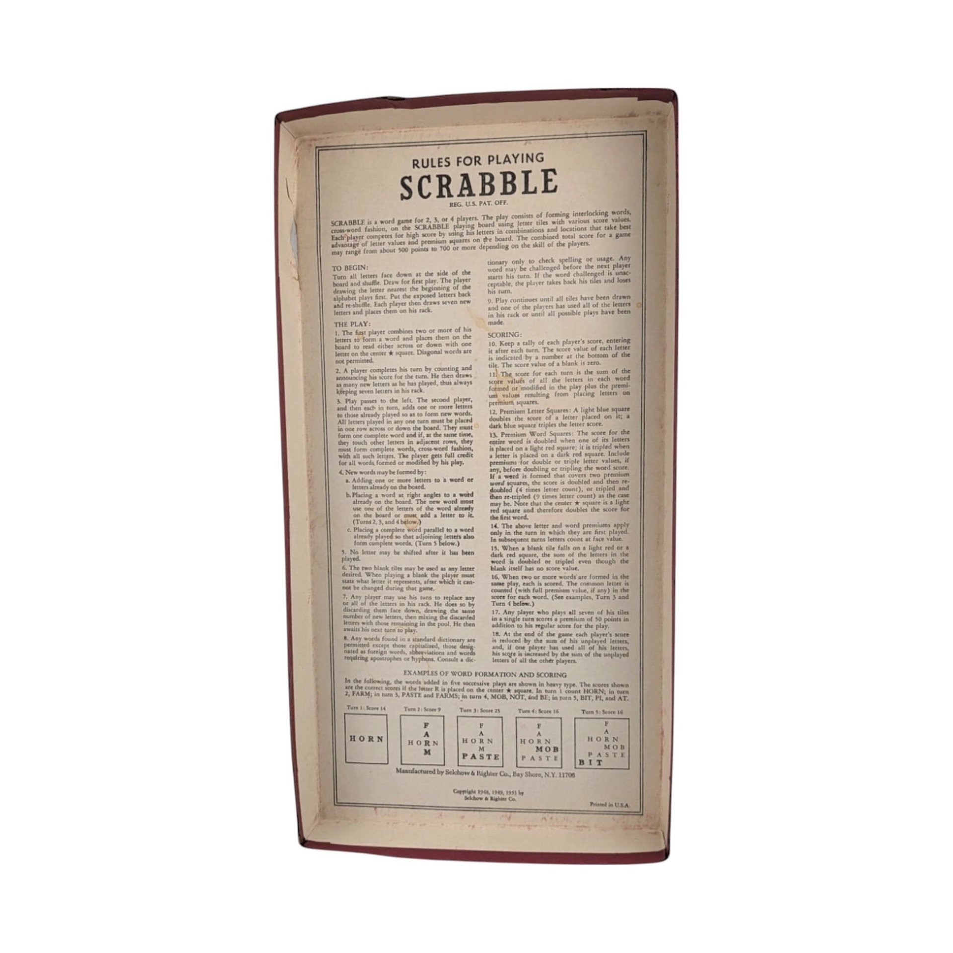 1953 Selchow & Righter Scrabble Board Game