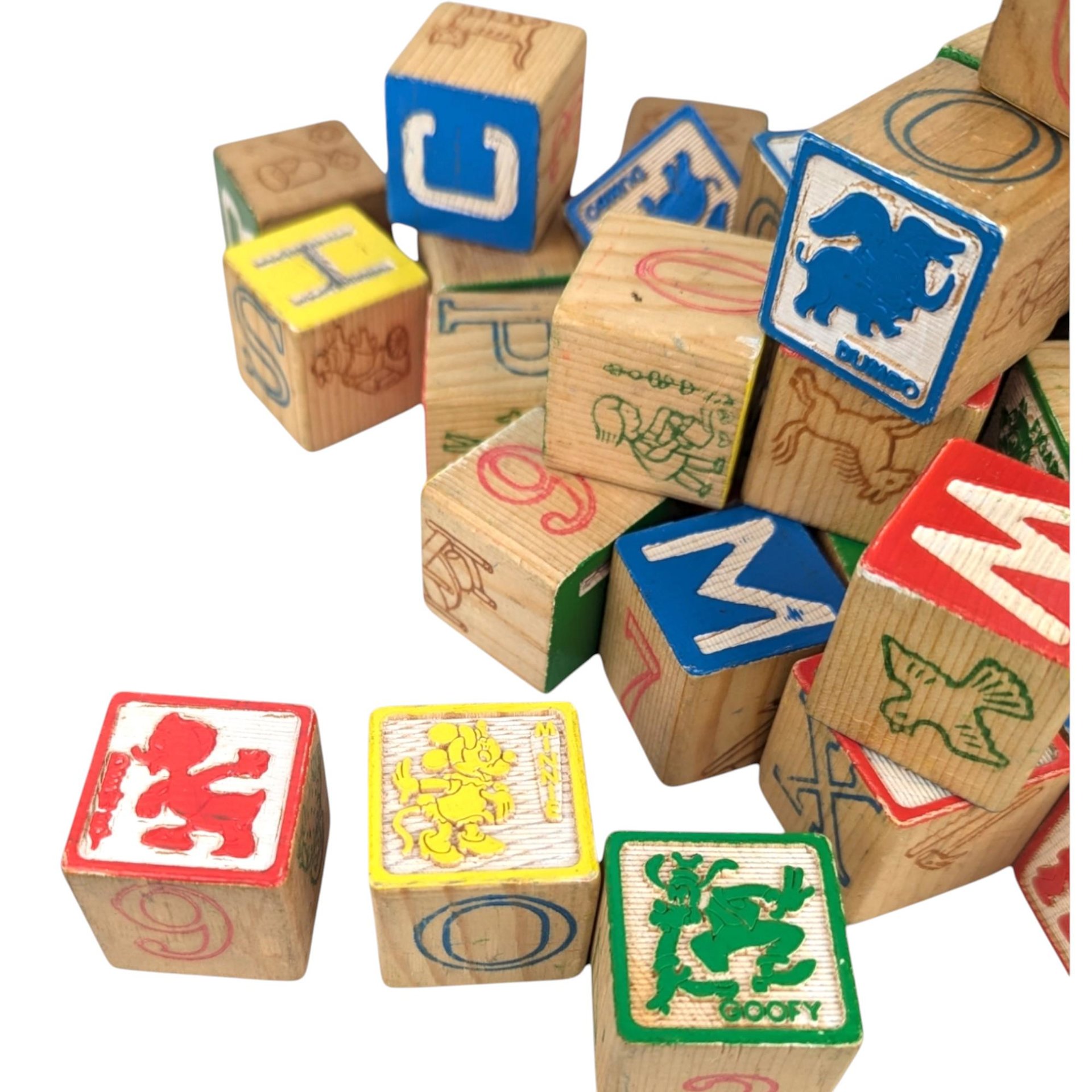 1970 Playskool Walt Disney Wood Safety Blocks