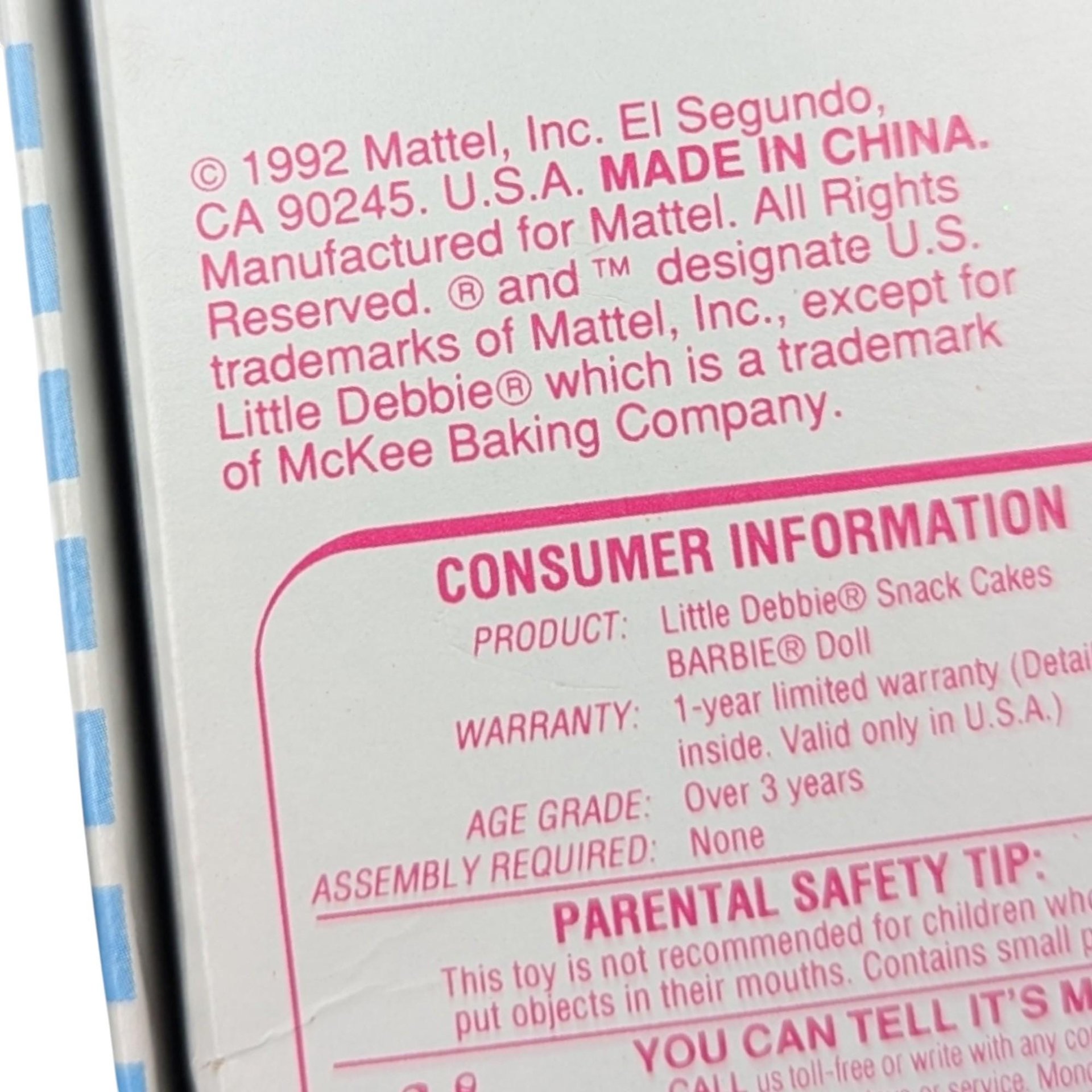 1992 Barbie as Little Debbie Doll: Collector's Edition Series 1