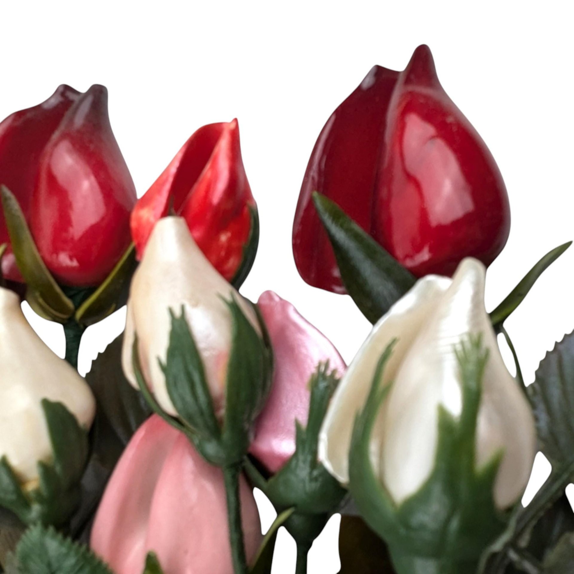 Mid Century Glossy Artificial Rose Bouquet: Assorted Colors