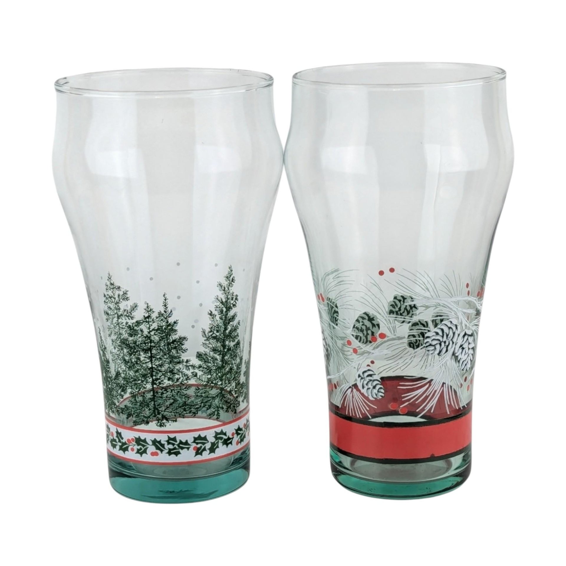 Set of 4 Vintage Coca-Cola Pine Cone and Tree Glasses