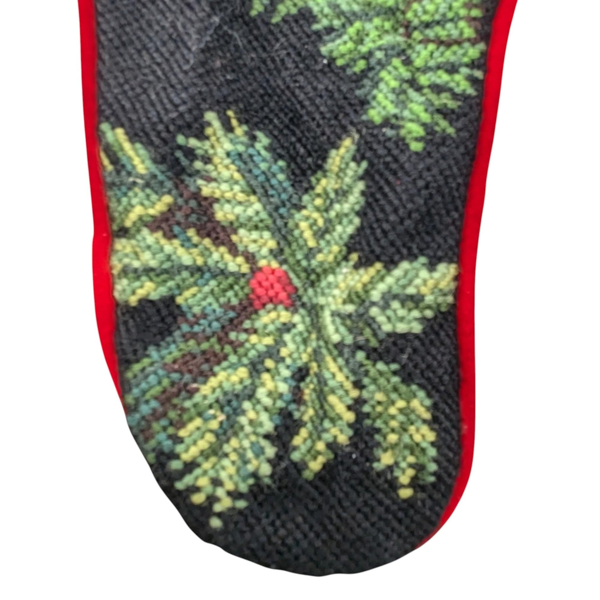 Vintage Old World Santa Needlepoint Stocking