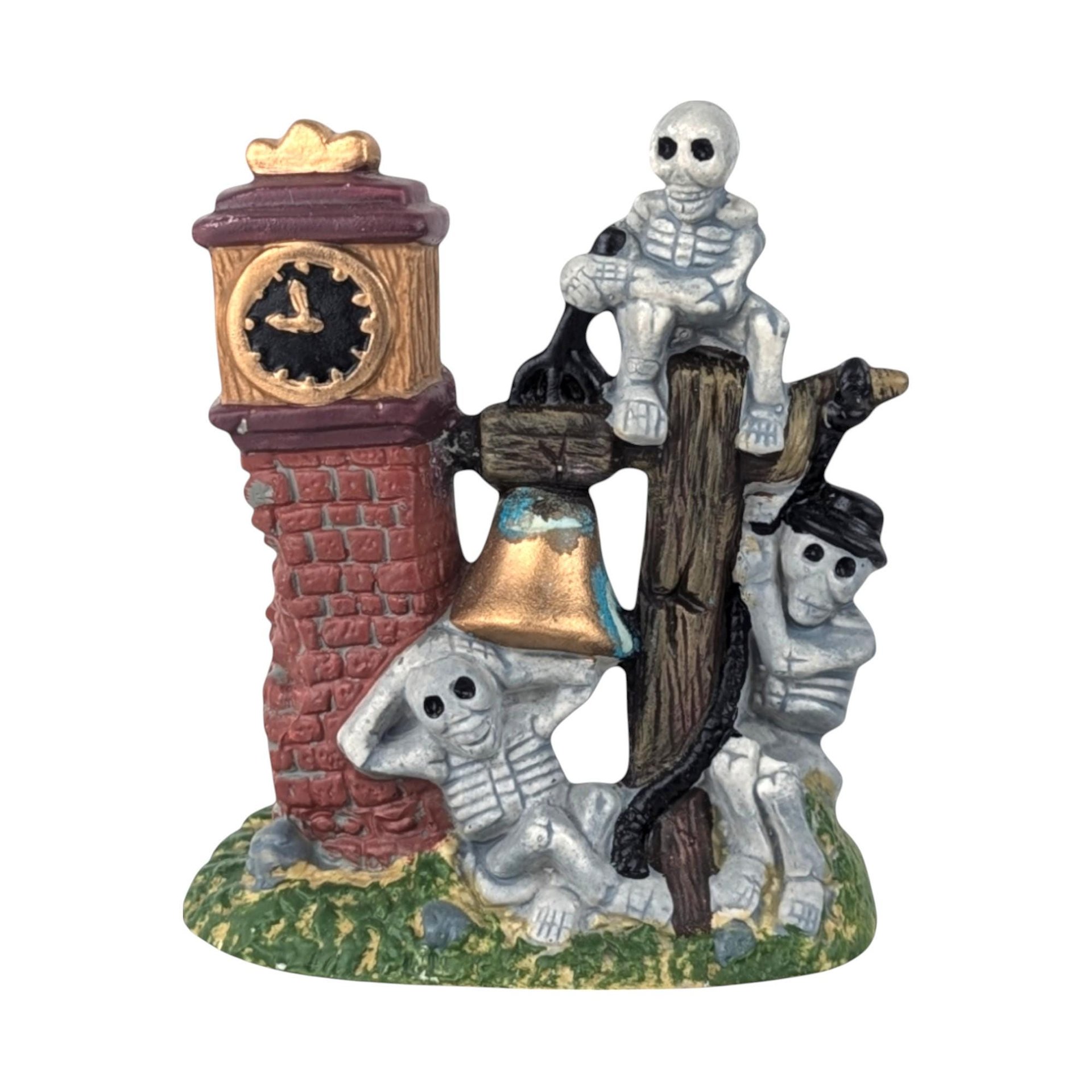 Vintage Halloween Skeleton Clock Tower Village Accessory