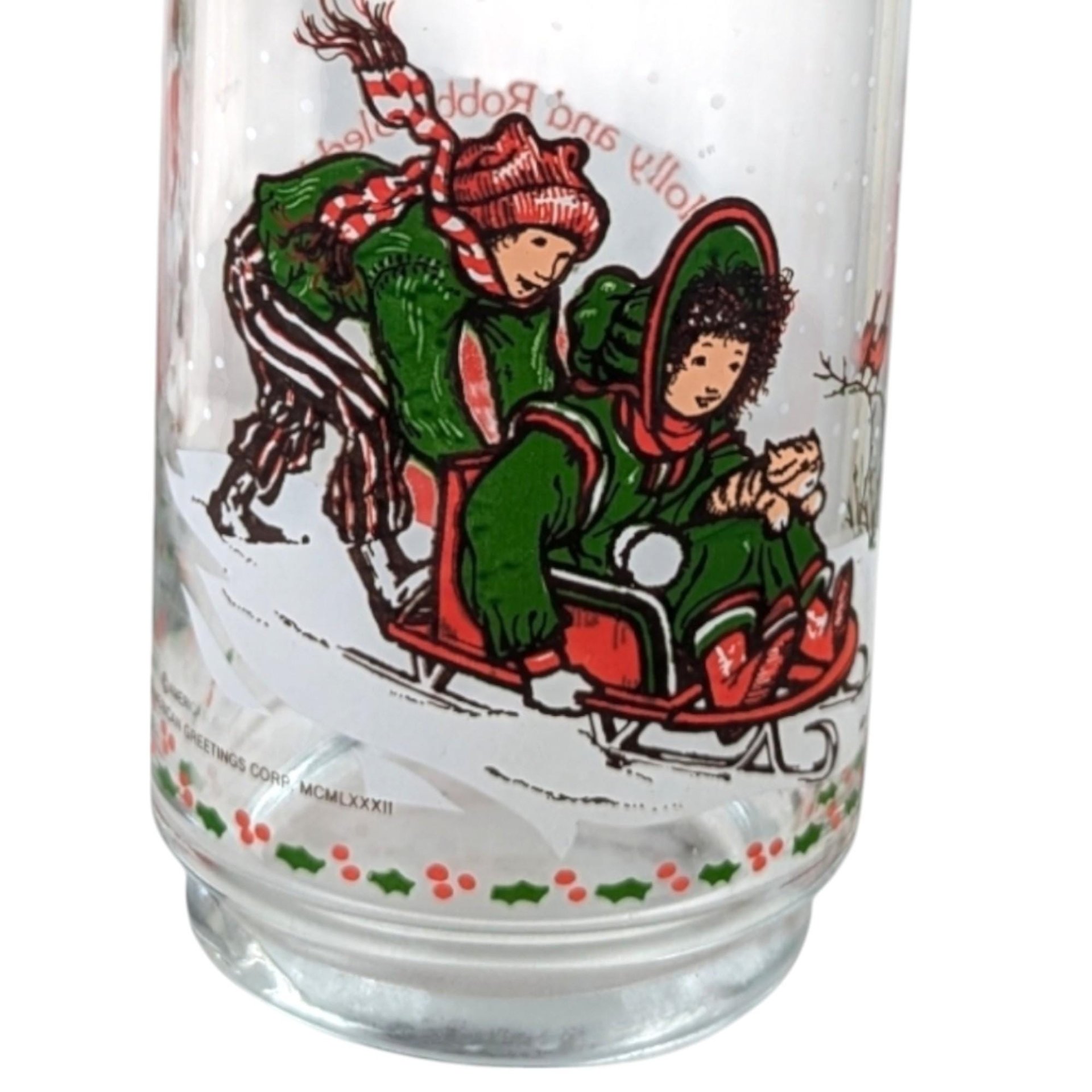 1982 Coca-Cola Holly Hobbie Christmas Glasses, Set of 3