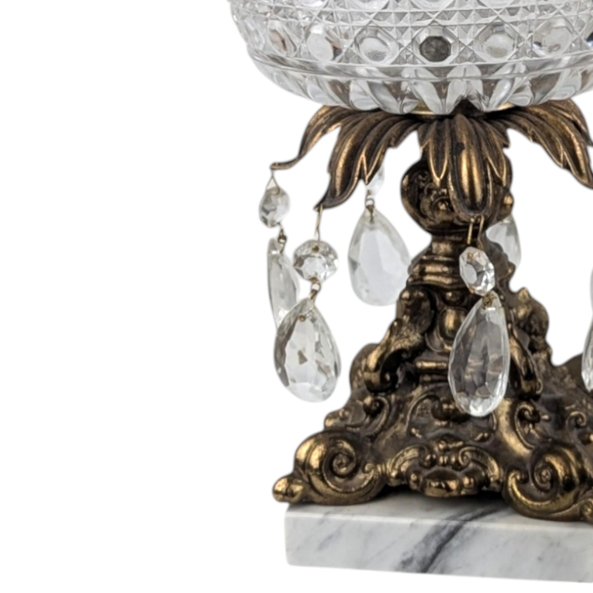 Vintage Italian Crystal and Marble Lidded Candy Dish